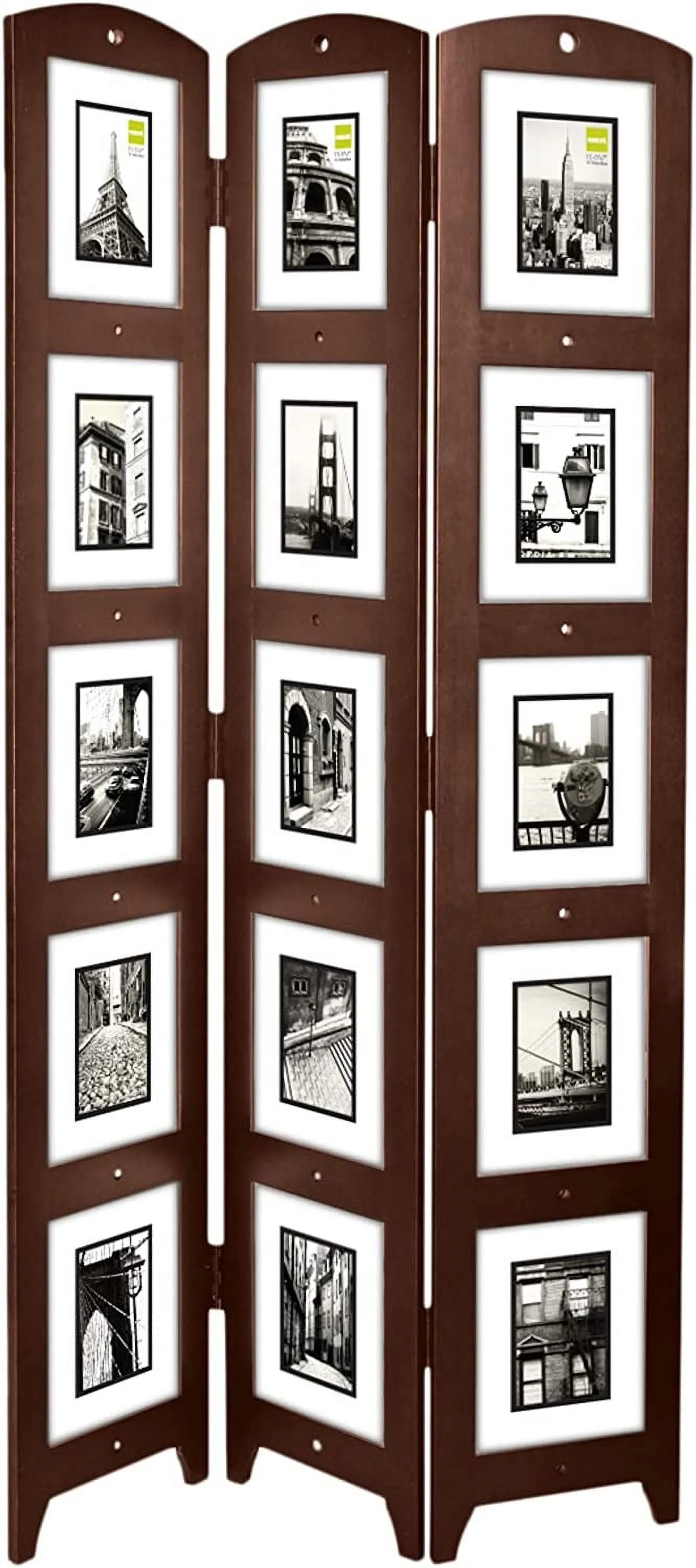 Decorative Wooden 3-Panel Photo Collage Room Divider & Privacy Screen For Home, Room & Office, 33.75