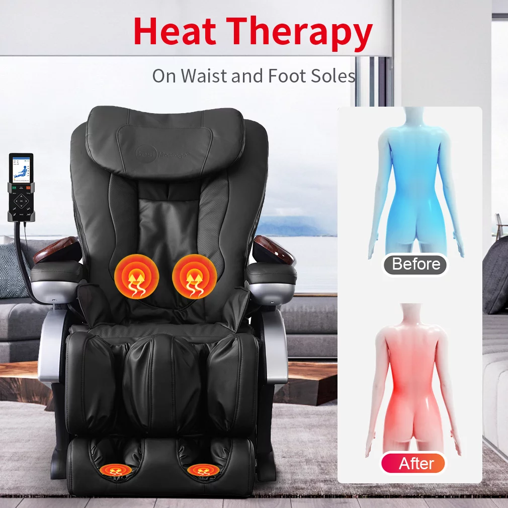 Full Body Electric Shiatsu Massage Chair Recliner with Built-in Heat Therapy Air Massage System Stretch Vibrating PS4,Black