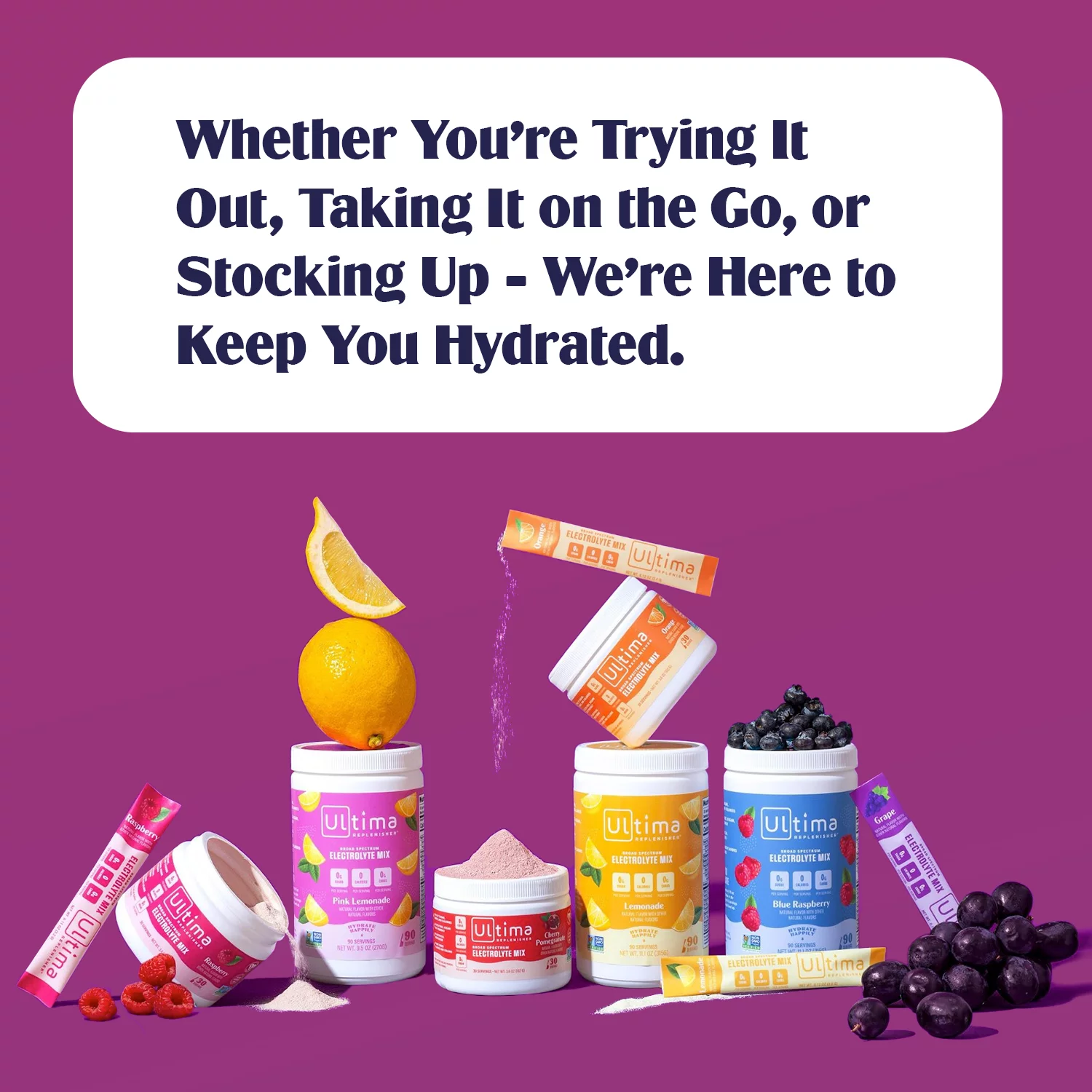 Ultima Replenisher Electrolyte Powder, Sugar Free Hydration Packets, Lemonade, 10 Stickpacks