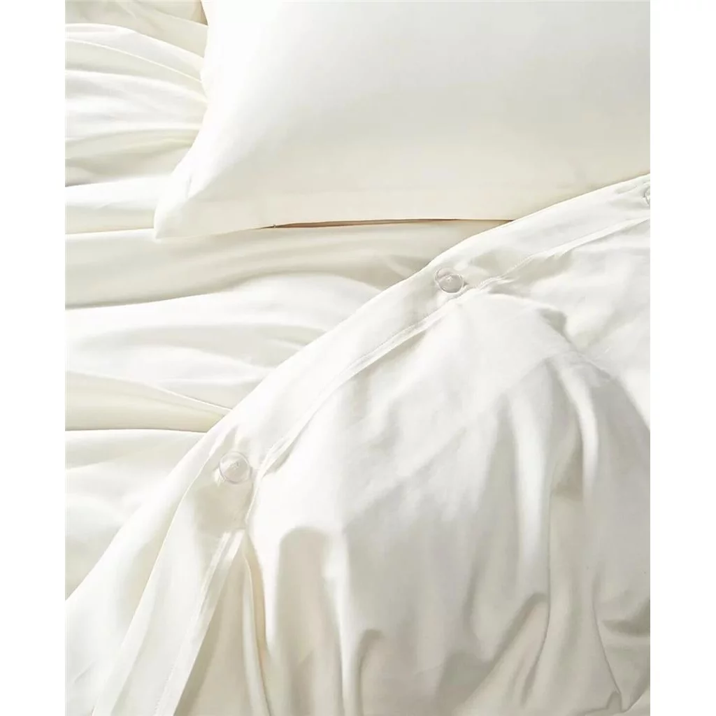 OAKE Cotton/ Tencel Blend Reversible 3 Pc. Comforter Set, Full/Queen- Ivory New with box/tags
