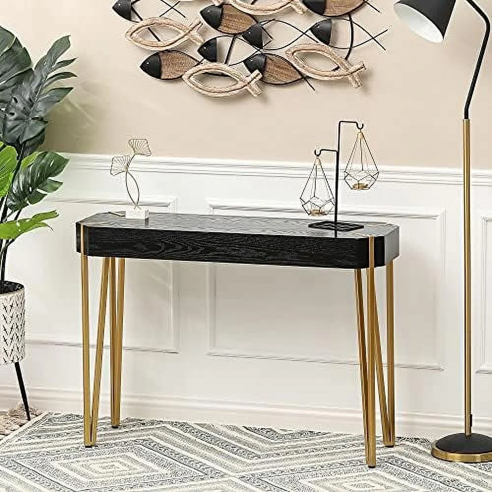 GVJMTKP LuxenHome Hallway Table for Entryway  31'' Entryway Table  Accent Table  Long Narrow Console Table for Entryway  Modern Butterfly Entryway Table  Brown/Black Long Wood Sof