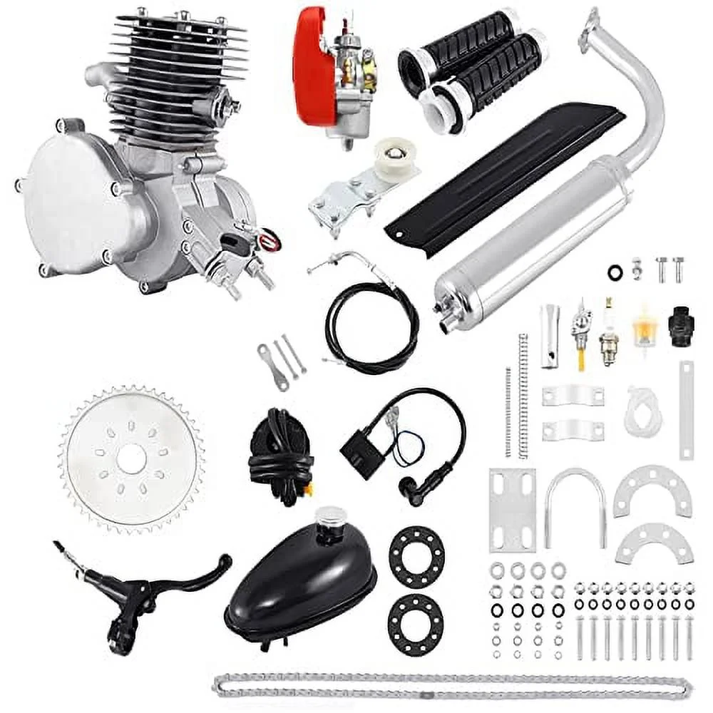 100cc Bicycle Engine Kit, 2-Stroke Gas Motor Bike Kit Air-Cooling Bicycle Motorized Full Set Super Fuel-efficient for Most 26