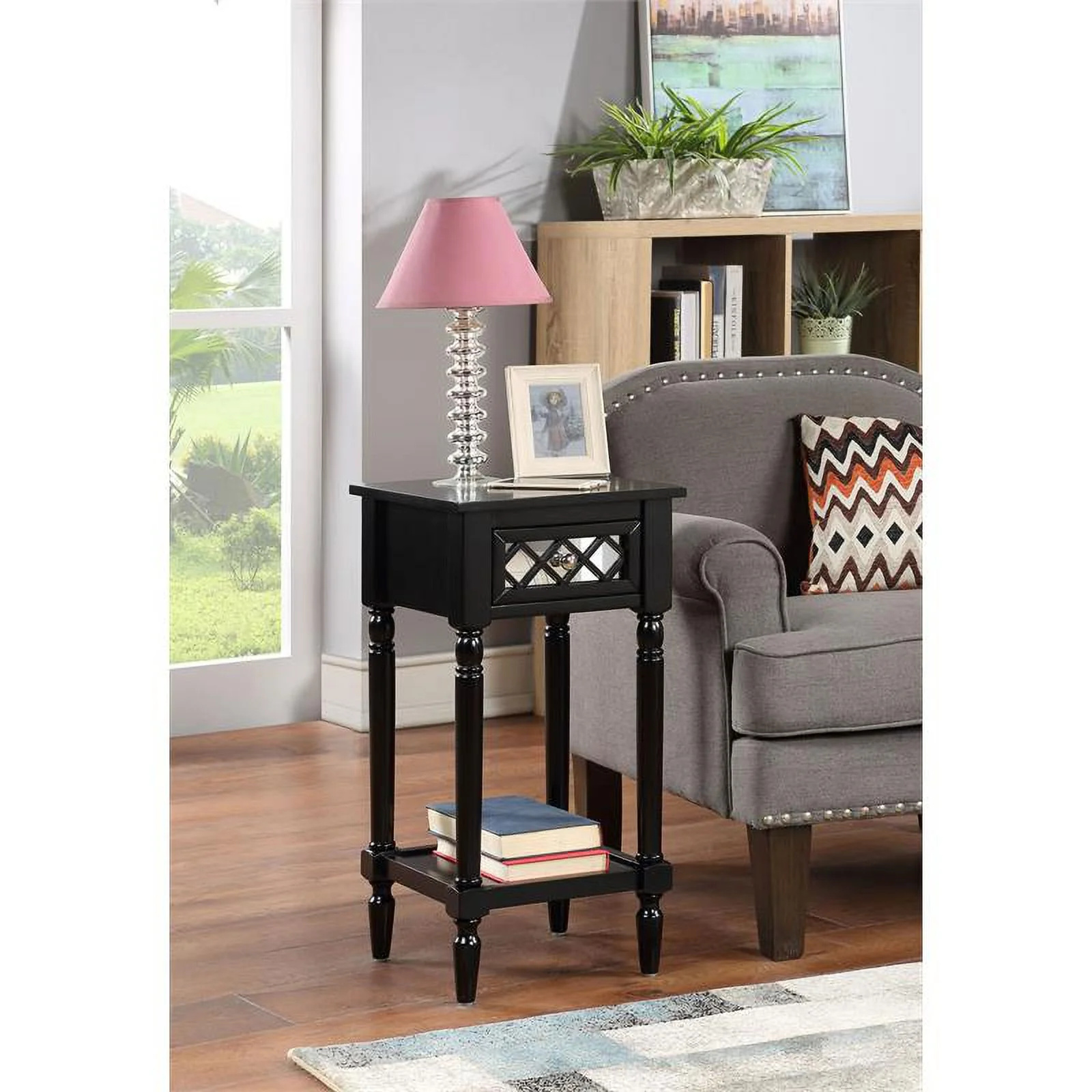 Pemberly Row Modern / Contemporary Deluxe Accent Table in Black Wood