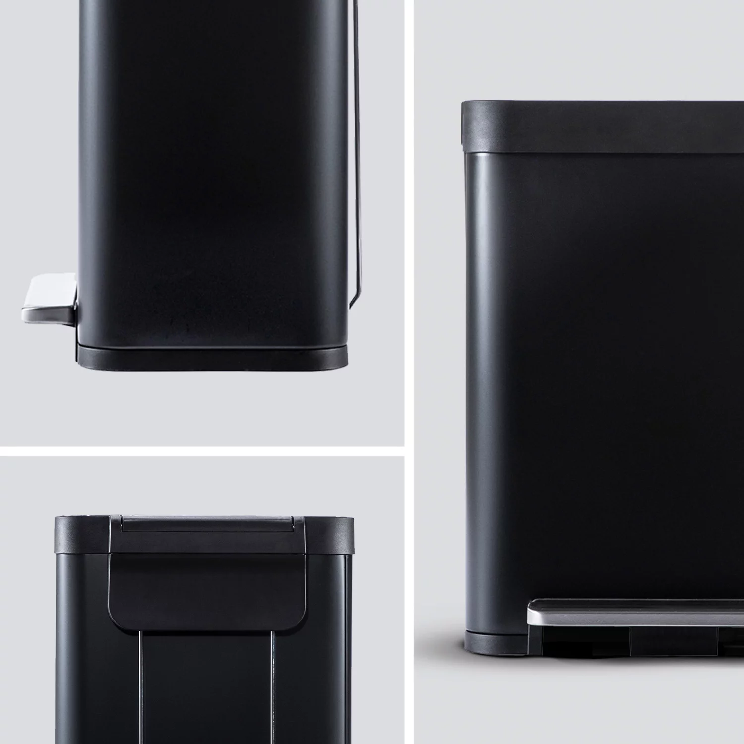 Home Zone Living 13 gal/50 Liter Kitchen Garbage Can Stainless Steel, Black