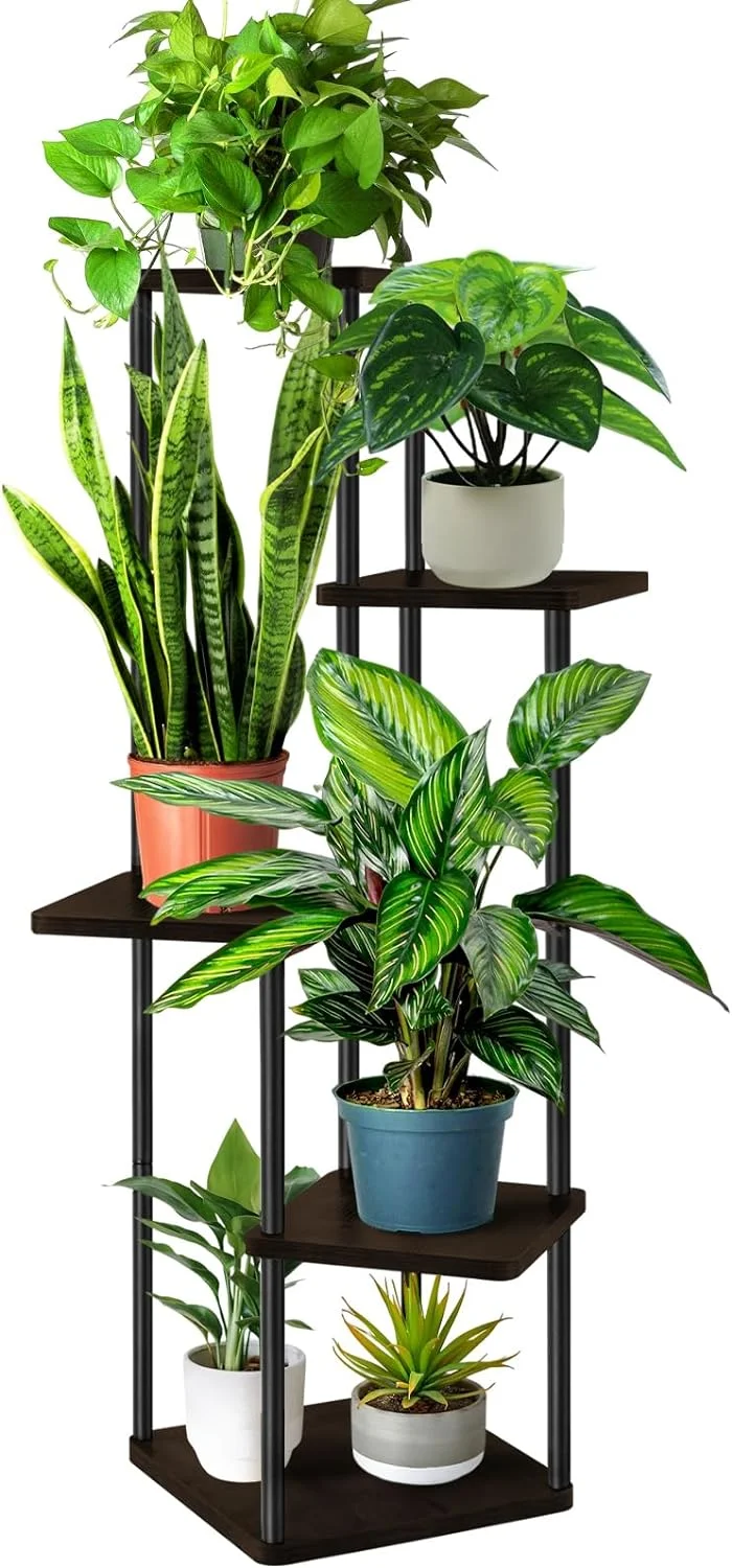 Plant Stand, 4 Tier Plant Stands Indoor For Indoor Plants Multiple, Tiered Flower Shelf Plants Holder for Bedroom Living Room, Dark Brown