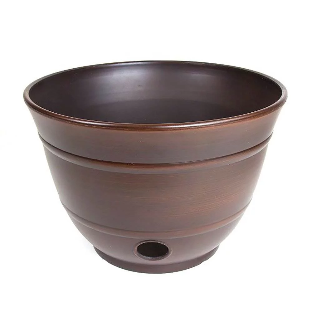Liberty Garden LBG1924 Banded High Density Resin Hose Holder Pot, Bronze