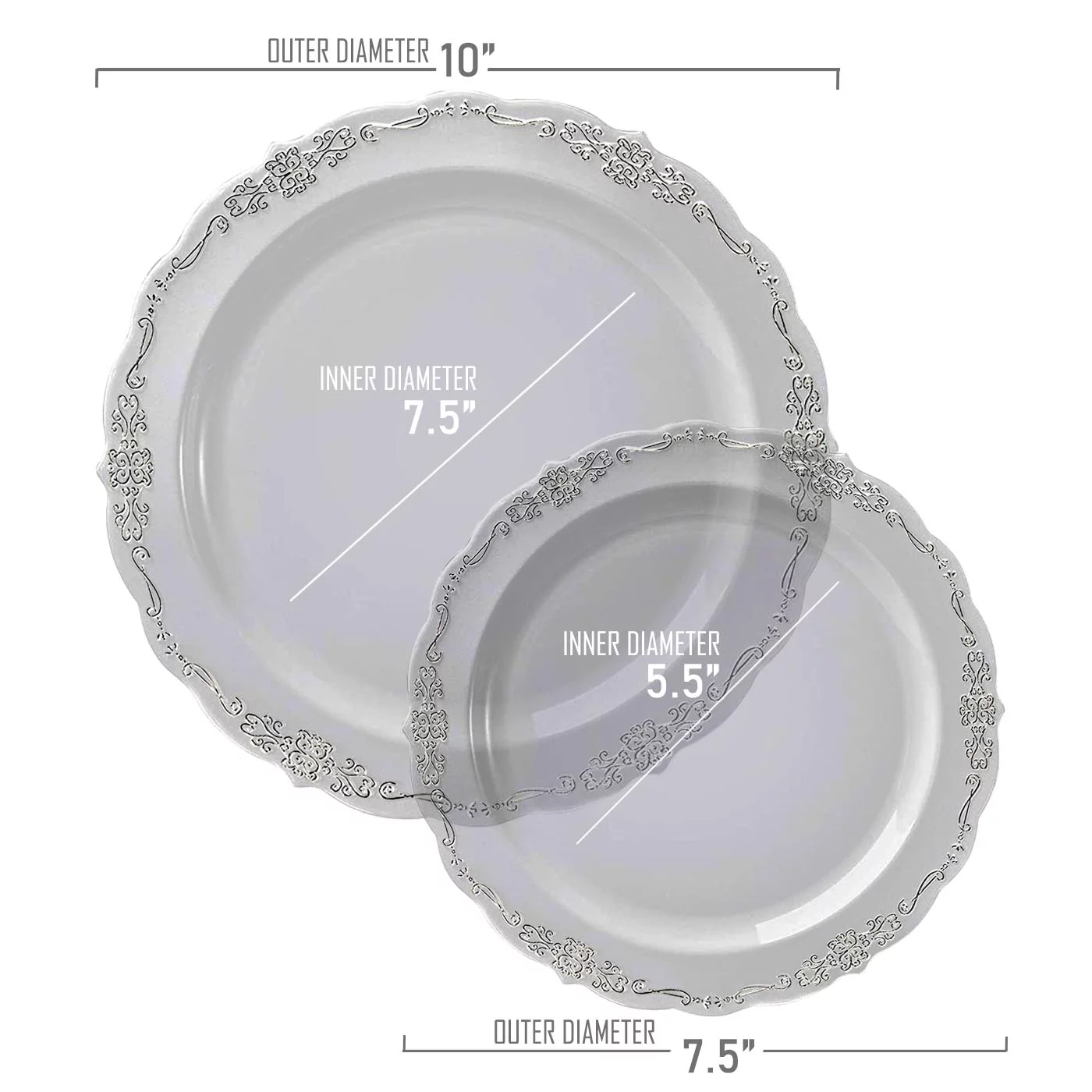 Smarty Clear Silver Vintage Disposable Plastic Dinnerware Value Set 240ct