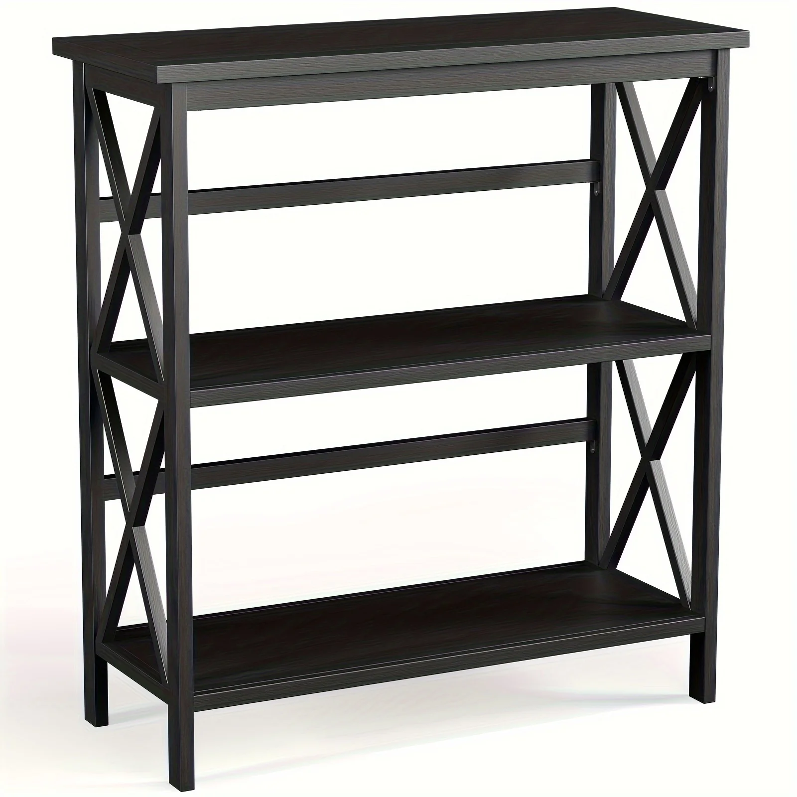 3-Tier Wooden And Metal Bookshelf, 30