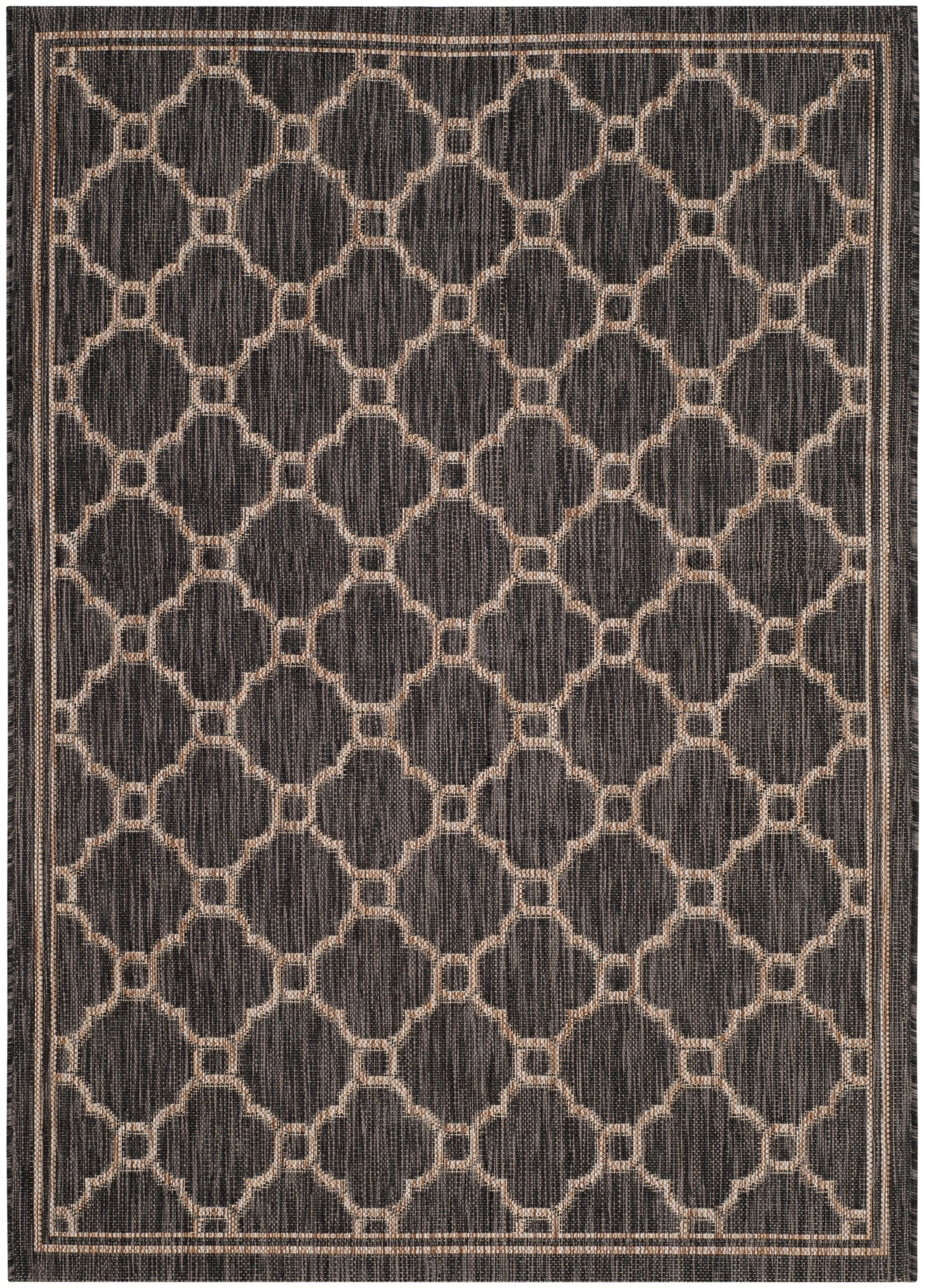 SAFAVIEH Courtyard Fisher Geometric Quatrefoil Indoor/Outdoor Area Rug, 4' x 5'7
