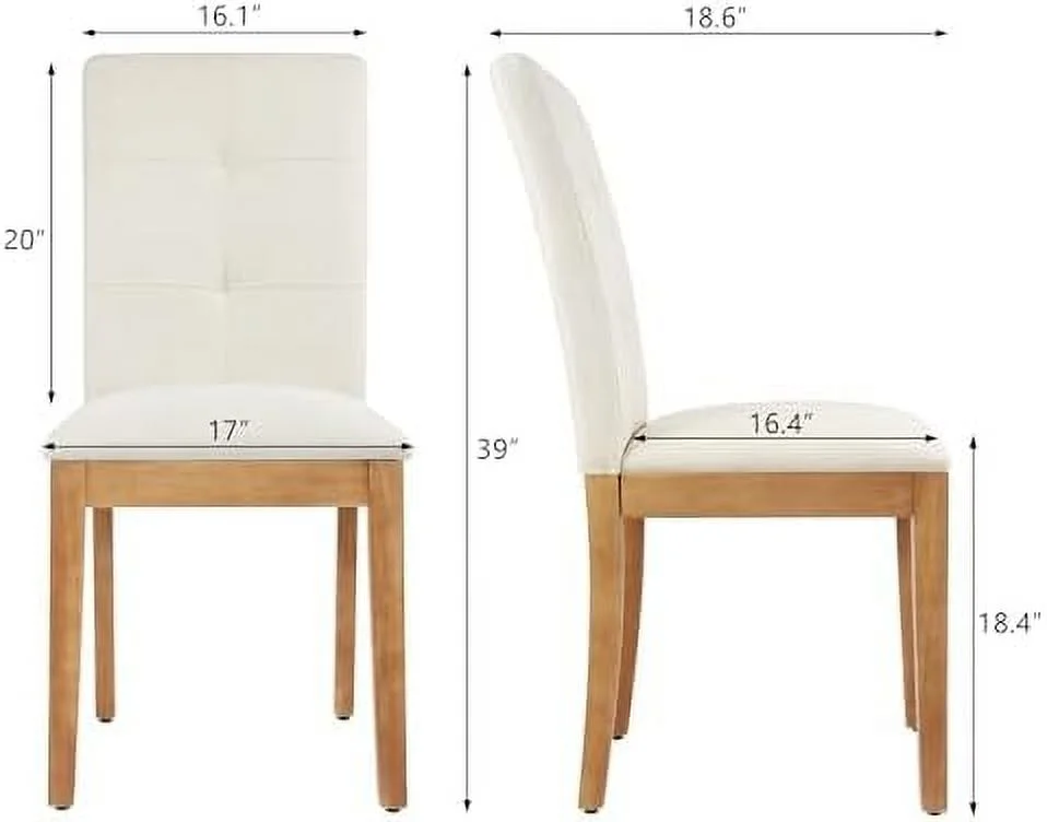 TJUNBOLIFE Dining Chairs   Modern Upholstered Fabric Dining Room Chairs  Armless Kitchen Chairs with Wood Legs and Padded Seat for Living Room  Bedroom  Kitchen (Beige)