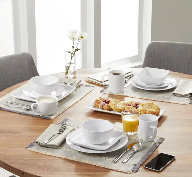 Better Homes & Gardens 16 Piece Collins Dinnerware Set, White