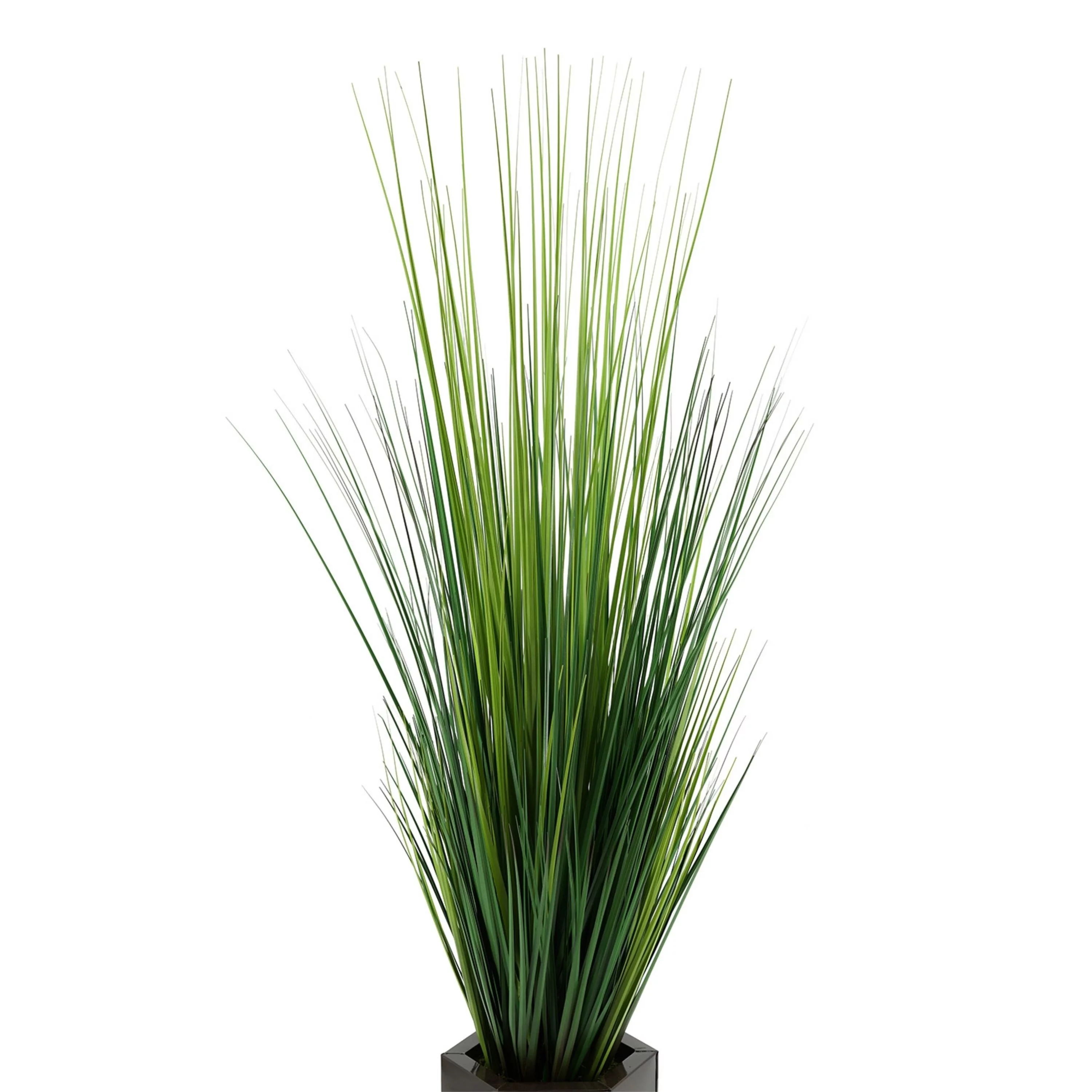 Faux PVC Grass in Hexagonal Zinc Planter Gloss Brown