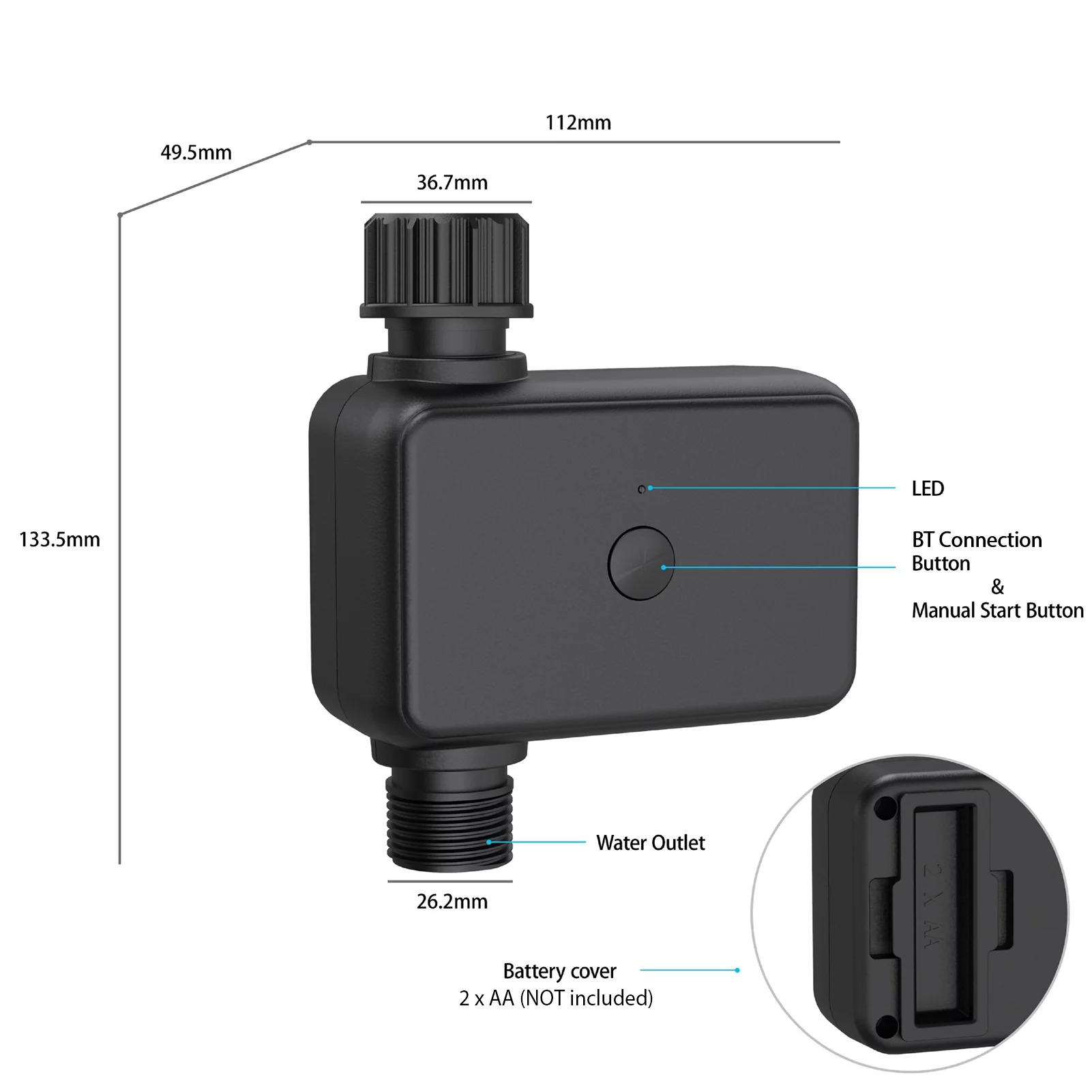 MIXFEER Smart BT Watering Timer Hose Sprinkler Timer with Rain Delay APP Remote Control Programmed Automatic Garden Irrigation Controller for Lawn Farmland Courtyard Greenhouse