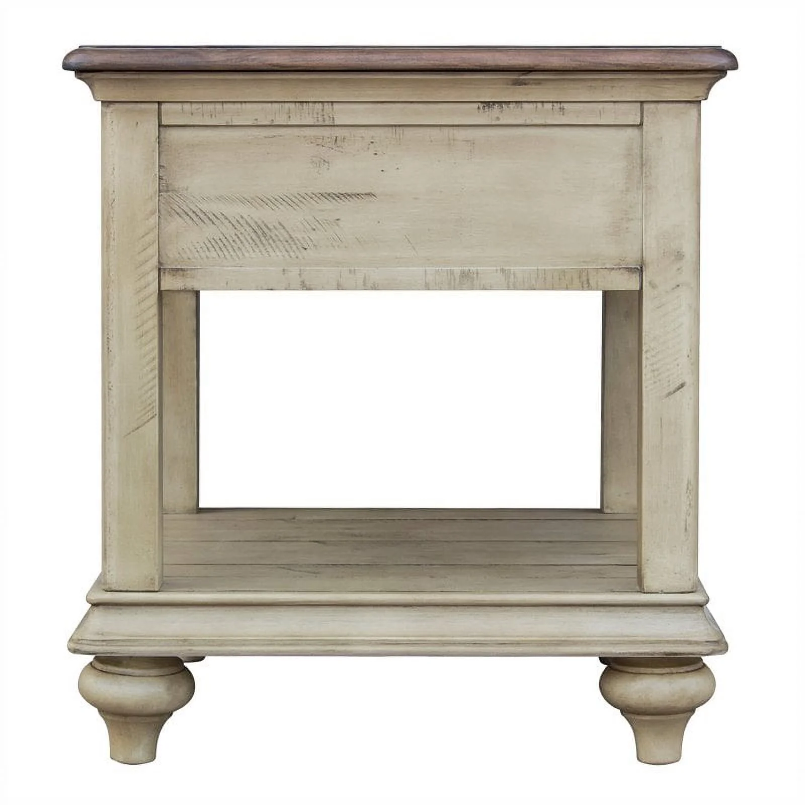 Home Square Wood End Table in Cream Puff & Walnut Brown - Set of 2