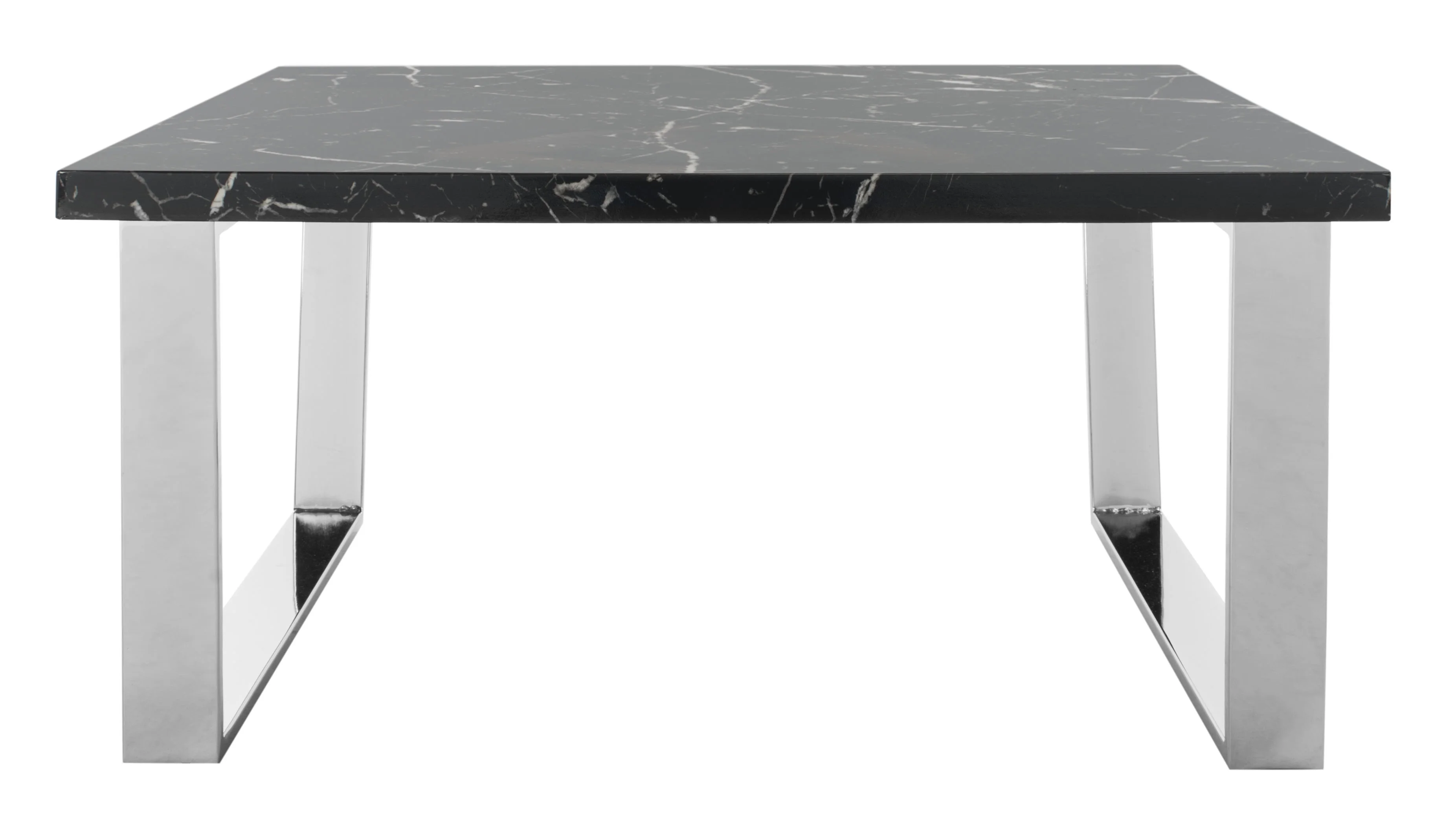 SAFAVIEH Carmen Modern Glam Square Coffee Table, Black Marble/Chrome