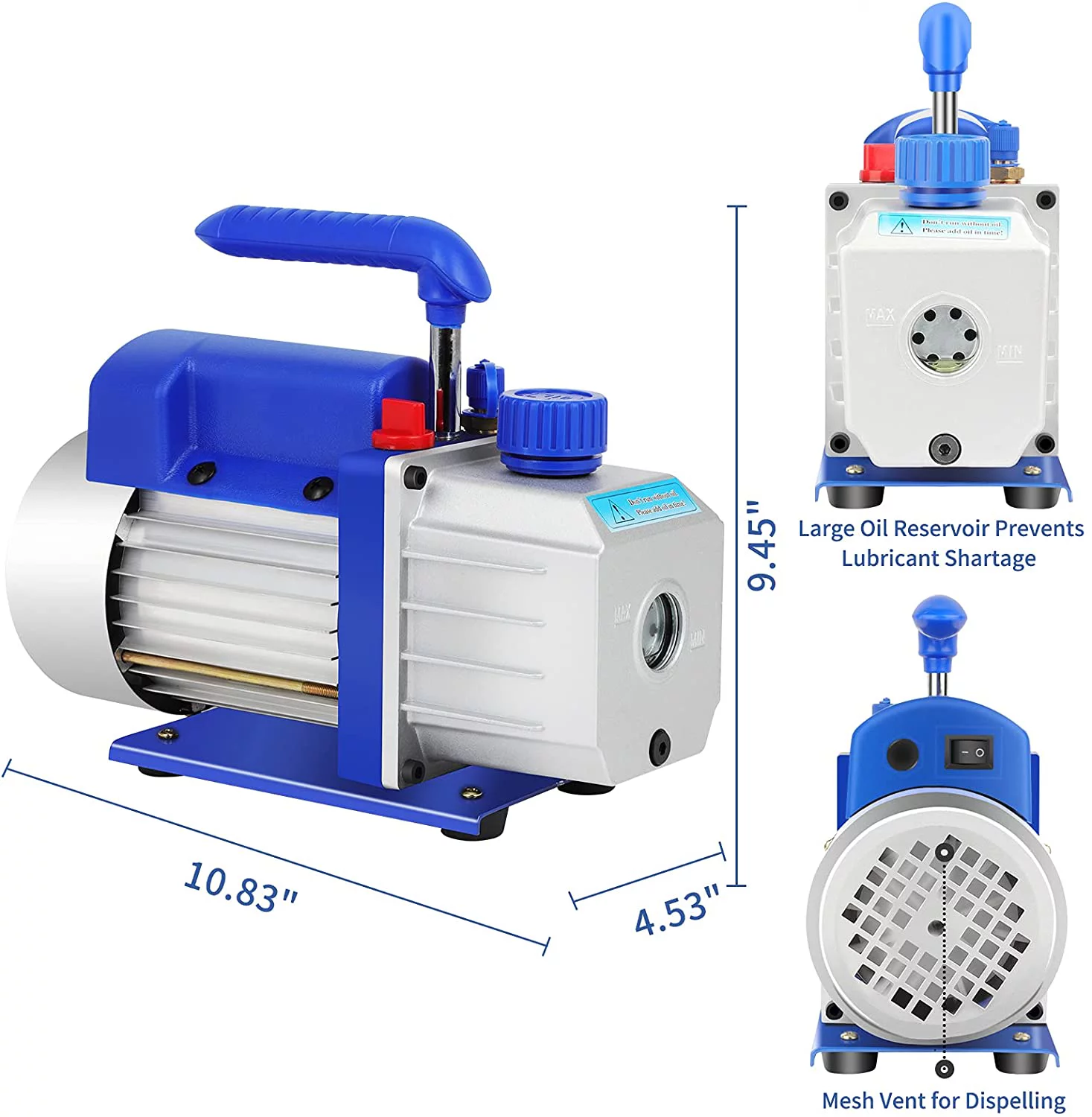 110V/60HZ 1/4 HP 3.5CFM Rotary Vane Air Vacuum Pump and R134 Manifold Gauge