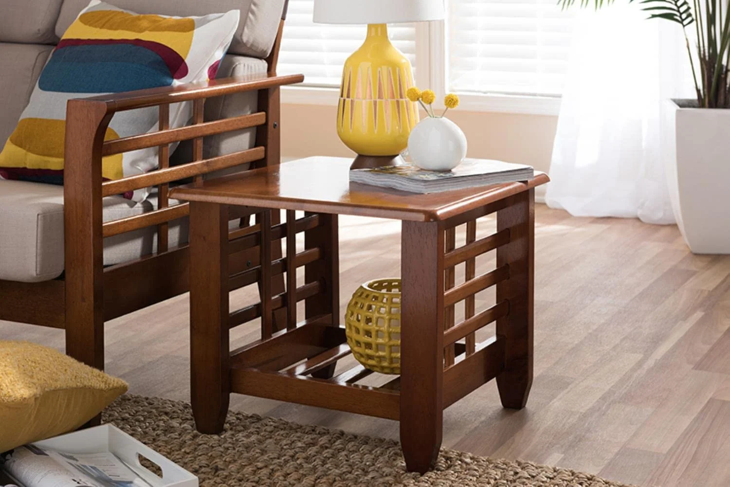 Modern Classic Mission Style Cherry Finished Brown Wood Living Room Occasional End Table