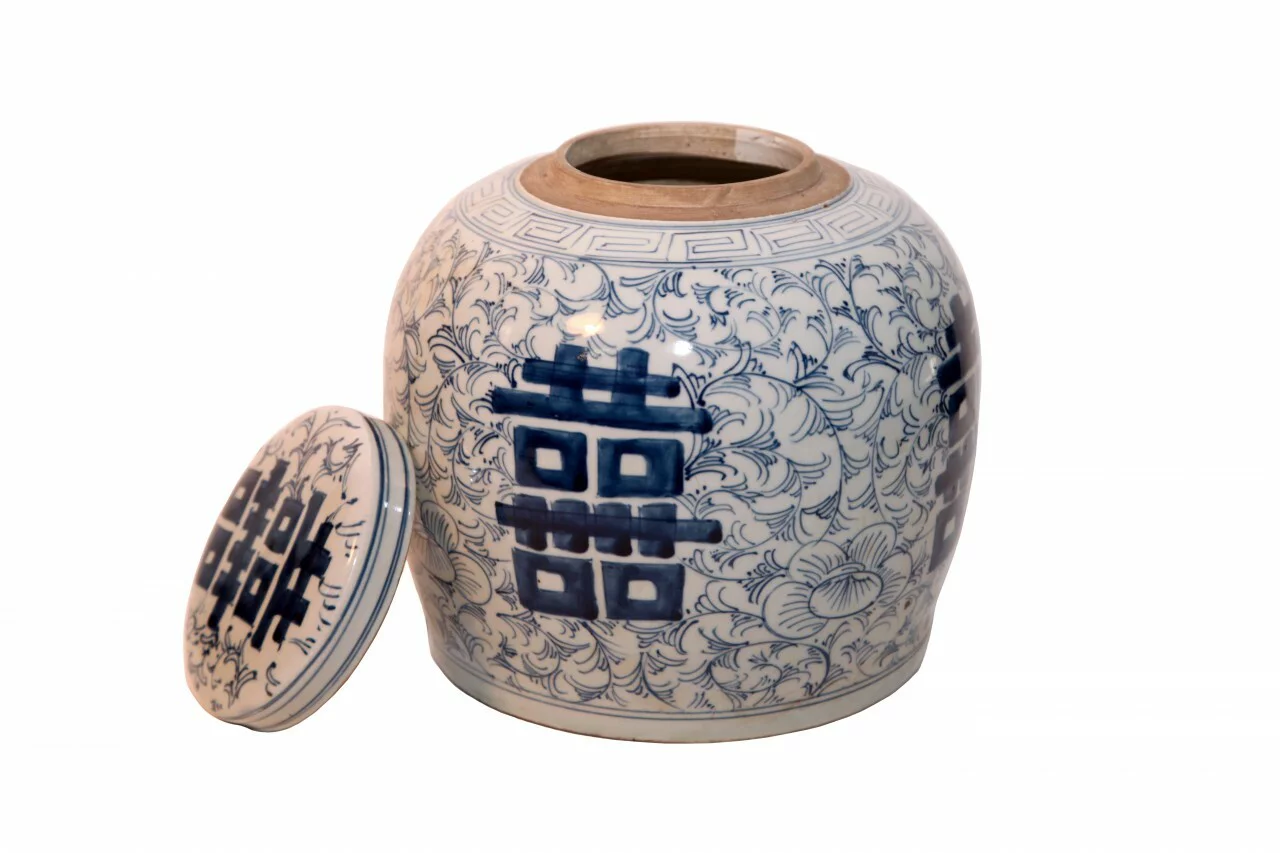 Antique Blue And White Ginger Jar - Oriental Furniture Warehouse