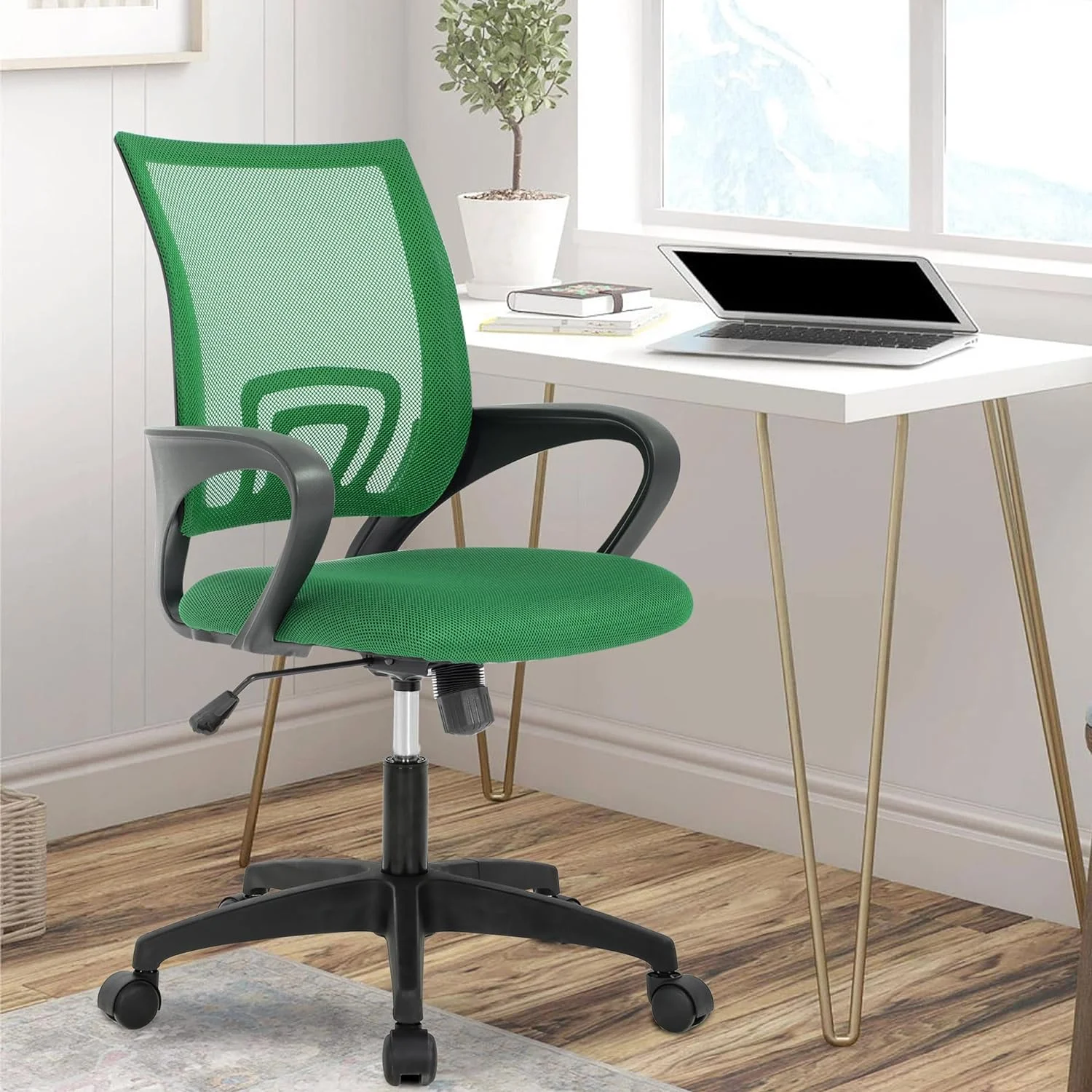 Home Office Chair Desk Computer Chair Adjustable Ergonomic Chair Lumbar Support Armrest Executive with High Density Mesh 360 Degree Swivel Chair for Adults Chair (Pack of 2, Green)