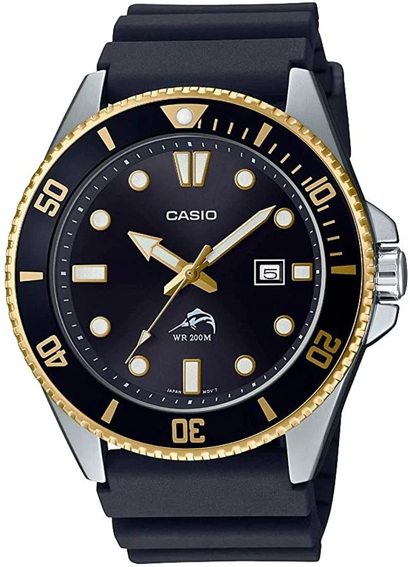 Casio MDV106G-1AV Men's Duro 200M Black Resin Band Black Dial Analog Dive Watch