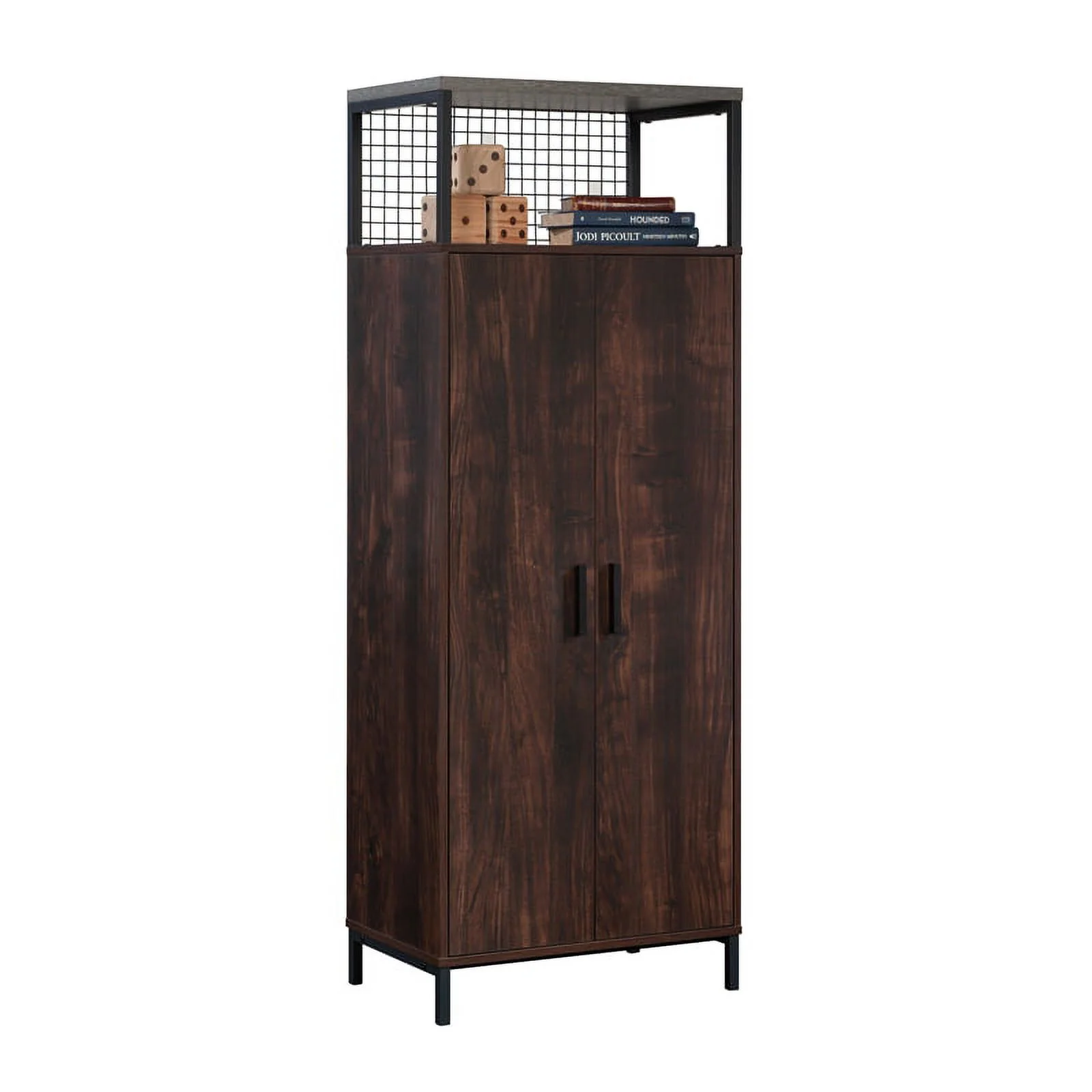 Pemberly Row Modern Engineered Wood Storage Cabinet in Rich Walnut