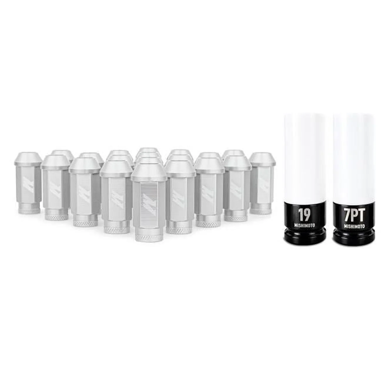 Mishimoto  M12 x 1.25 in. Aluminum Locking Lug Nuts Set, Silver - 20 Piece