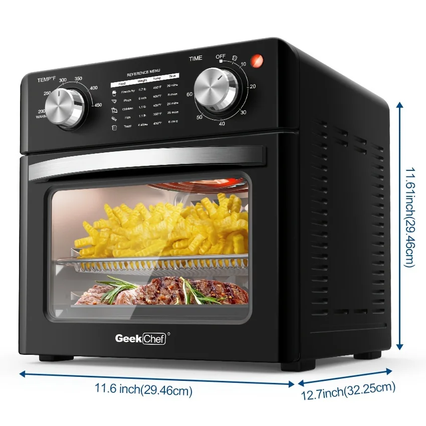 1pc Geek Chef Air Fryer Countertop Convection Oven, 4 Slice Toaster Air Fryer Oven Warm, Broil, Toast, Bake, Air Fry, Oil-Free, Perfect For Countertop (10QT Air Fryer Oven)