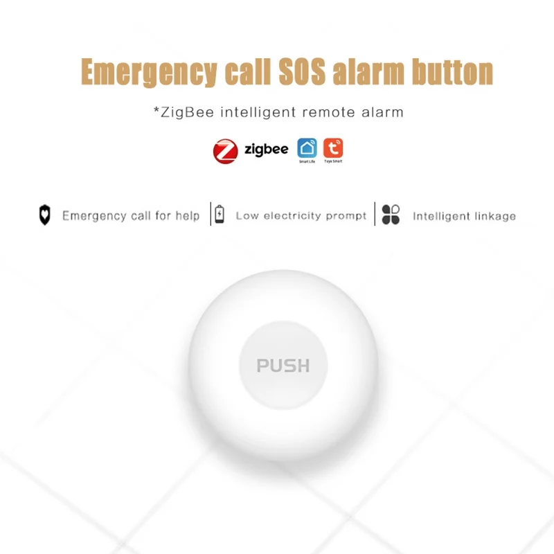 Tuya Smart Life ZigBee One-key Alarm SOS Emergency Call Button Wireless Emergency Button
