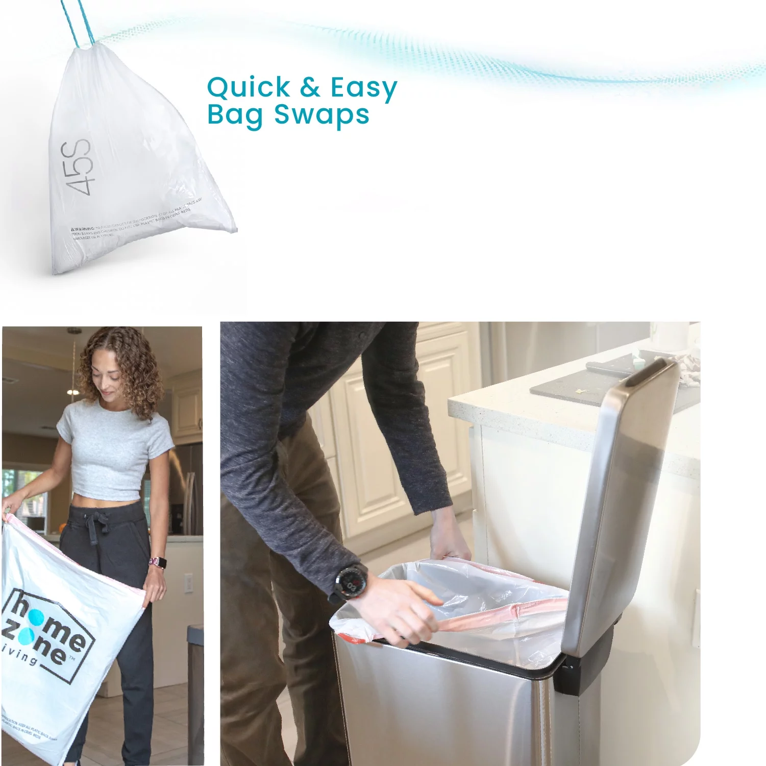 Home Zone Living 12 Gallon Slim Kitchen Trash Can, Stainless Steel, Silver