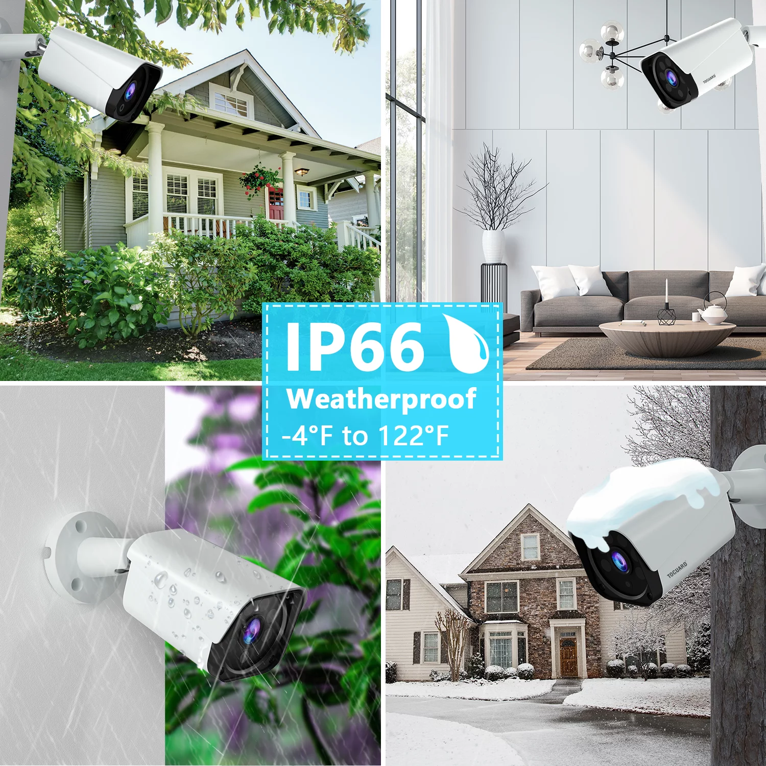 TOGUARD CCTV Security Camera System 1080P Stable Wired Camera Security System 8CH DVR Home Surveillance Cameras IP66 Waterproof (Included 1TB HD)