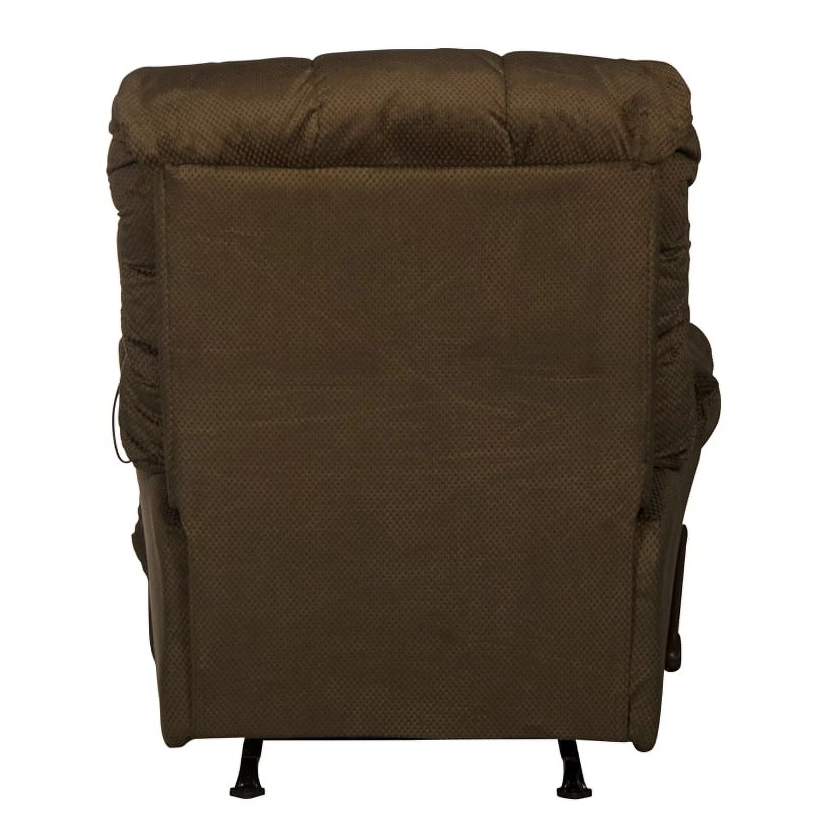 Bowery Hill Chaise Rocker Recliner with Heat & Massage in Brown Polyester Fabric