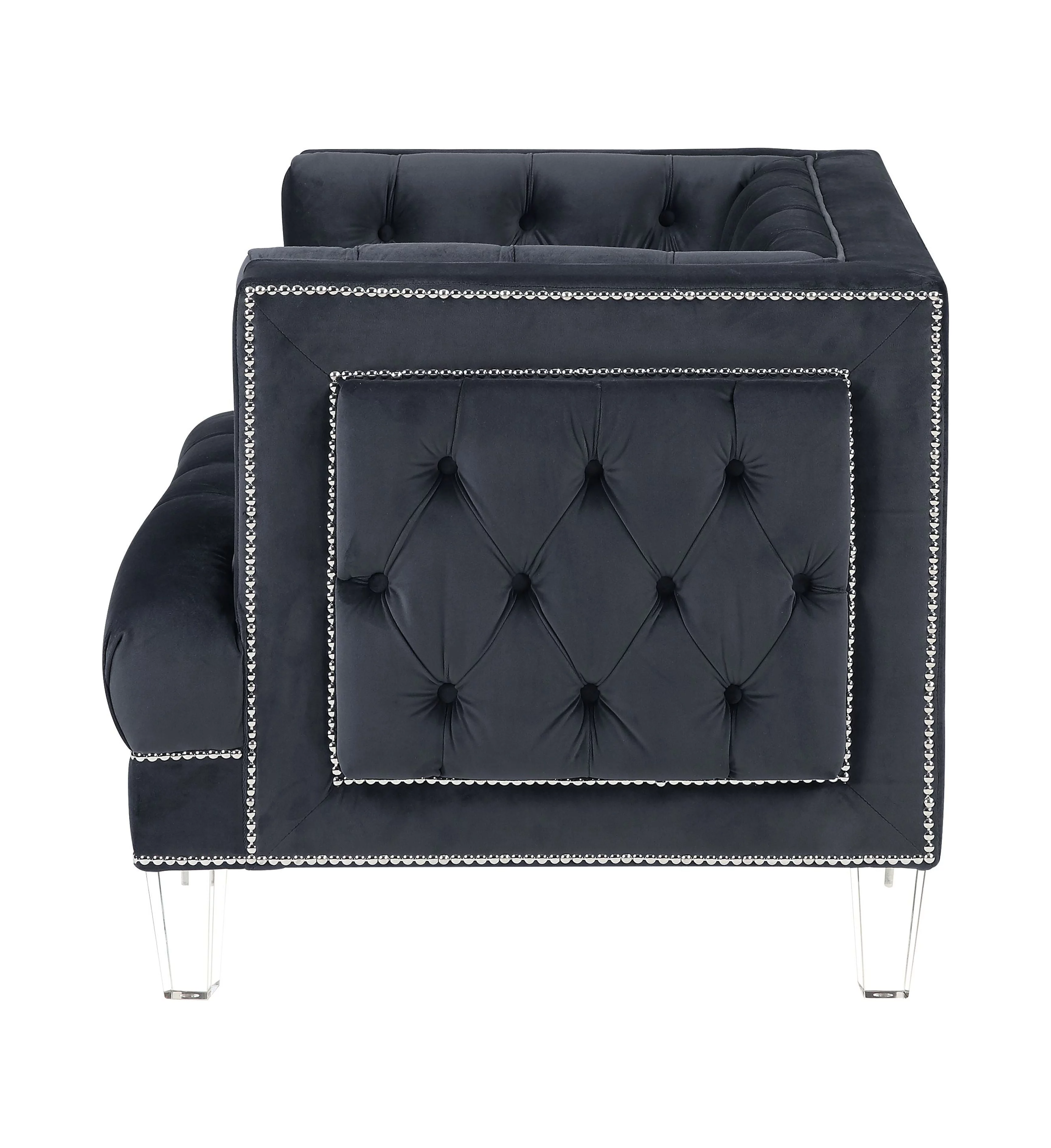 ACME Ansario Chair, Charcoal Velvet 56462