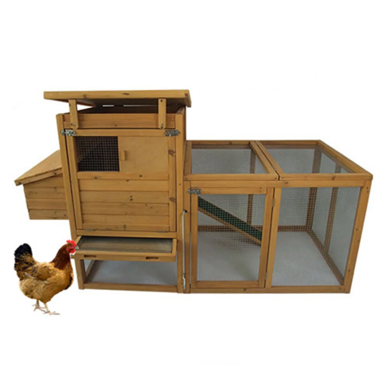 Pawhut 72 in. Deluxe Wooden Chicken Coop Hen House with Outdoor Run