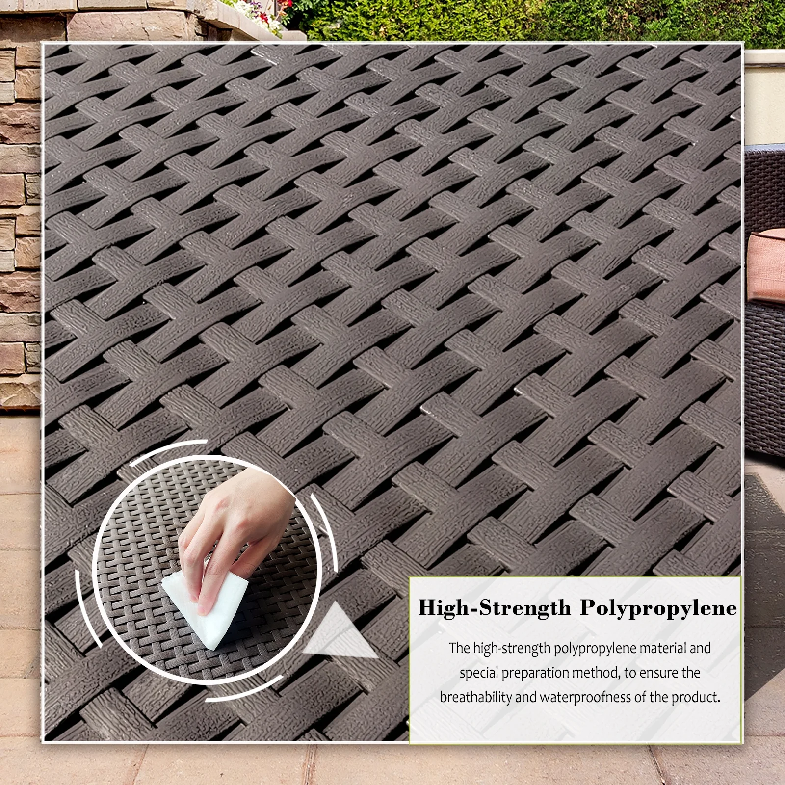 DIMAR GARDEN Outdoor Patio Coffee Table Resin Wicker Side Table Balcony Square End Table, Mocha(22.8x22.8x15.8 inch)