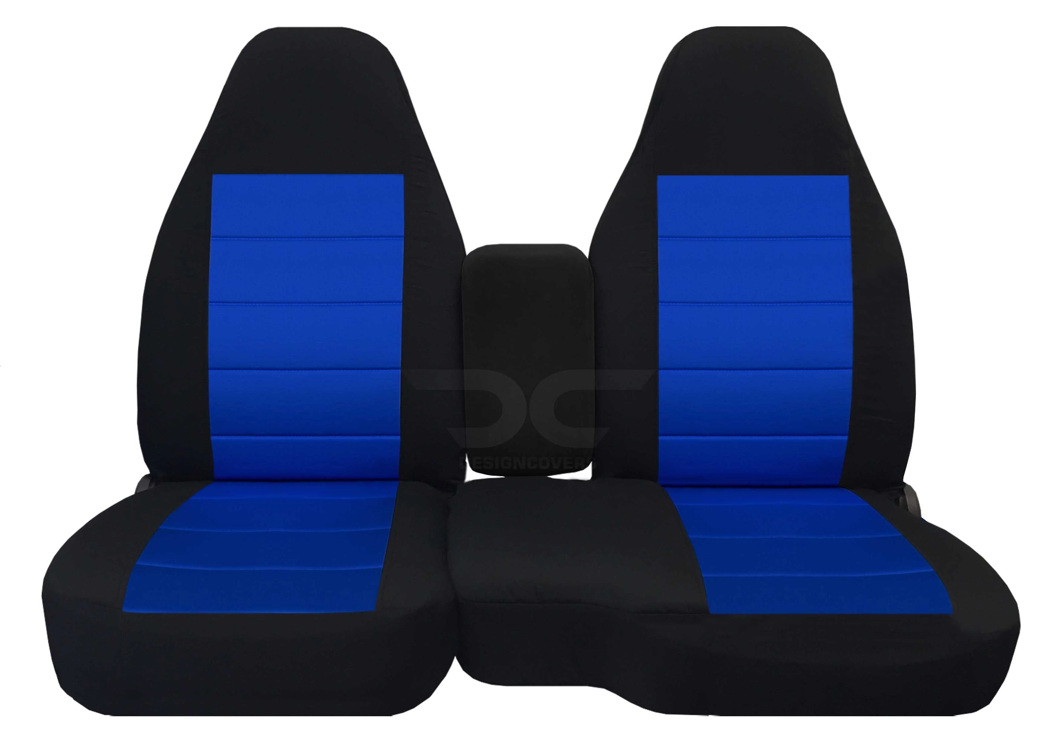 T372-Designcovers Fits 1998-2003 Ford Ranger/Mazda B-Series Velour Truck Seat Covers(60/40 Split Bench)w Center Console:Without Cup Holders:Black and Dark Blue