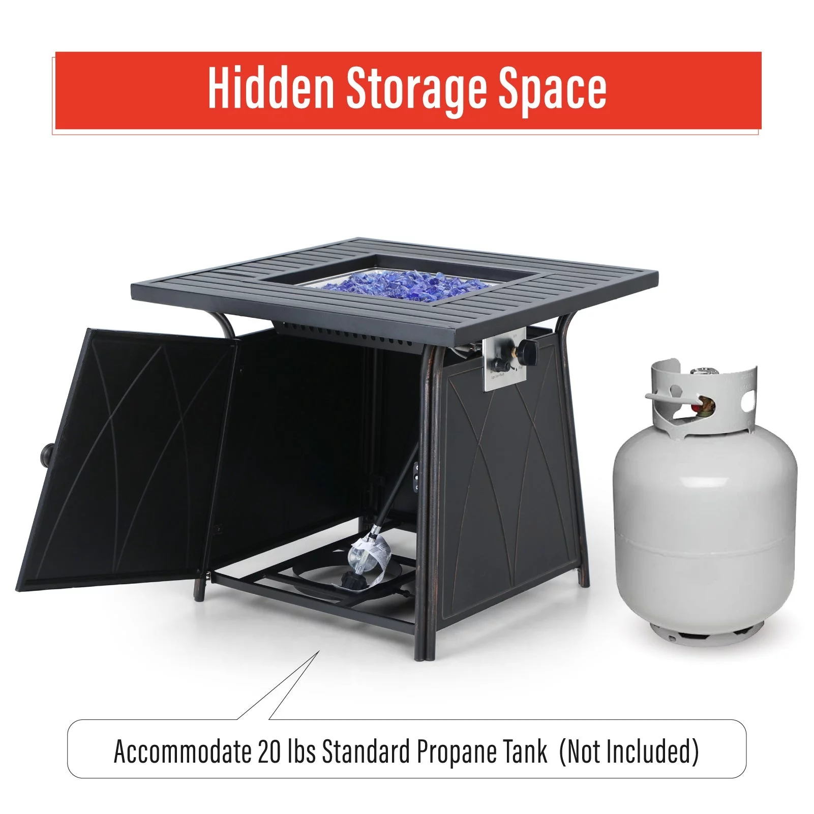 Sophia&William 5-Piece Patio Dining Set Padded C-Spring Chairs & 50,000BTU Fire Pit Table Set