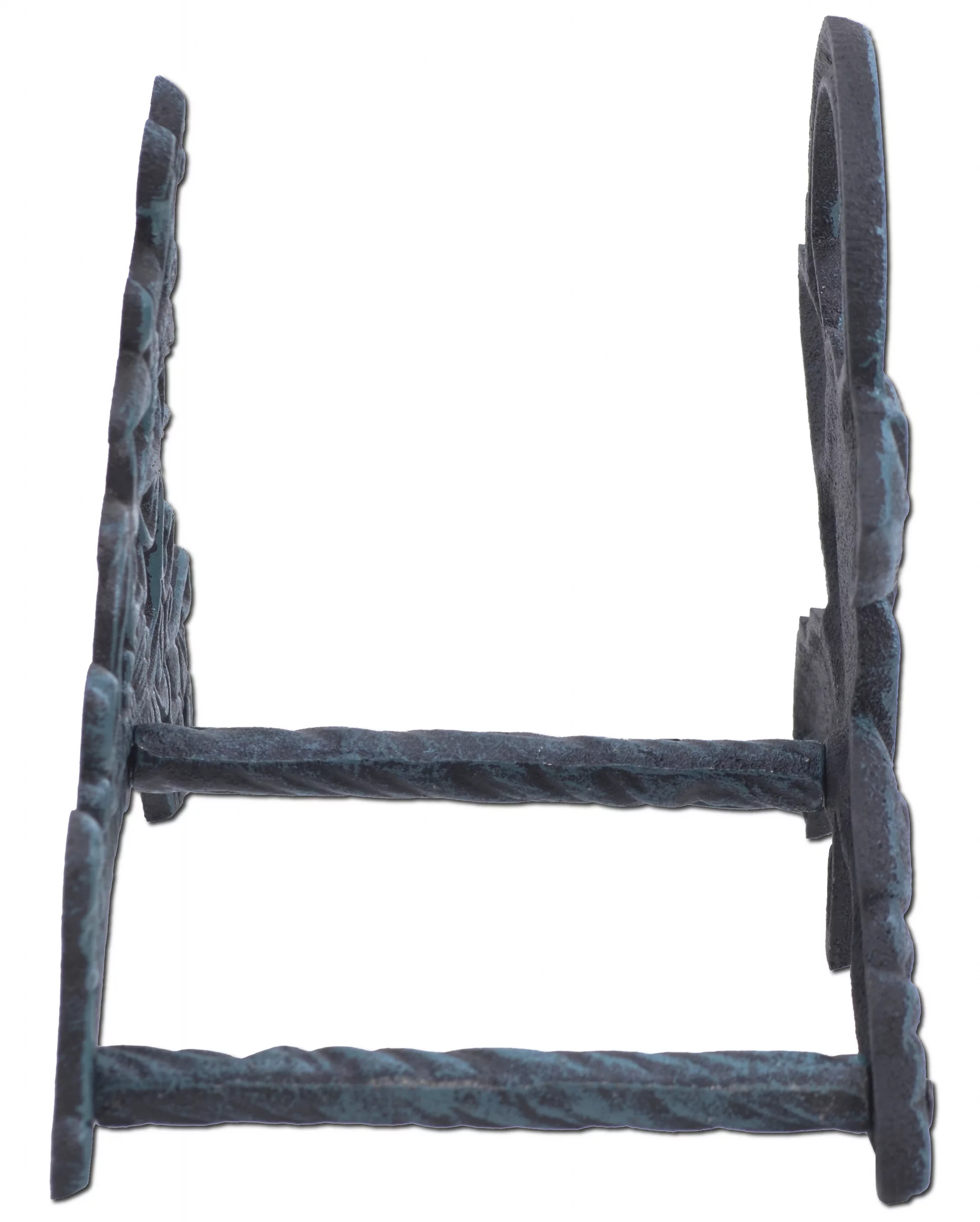 Garden Hose Holder - Rose Flower - Verdigris Cast Iron - 9.5