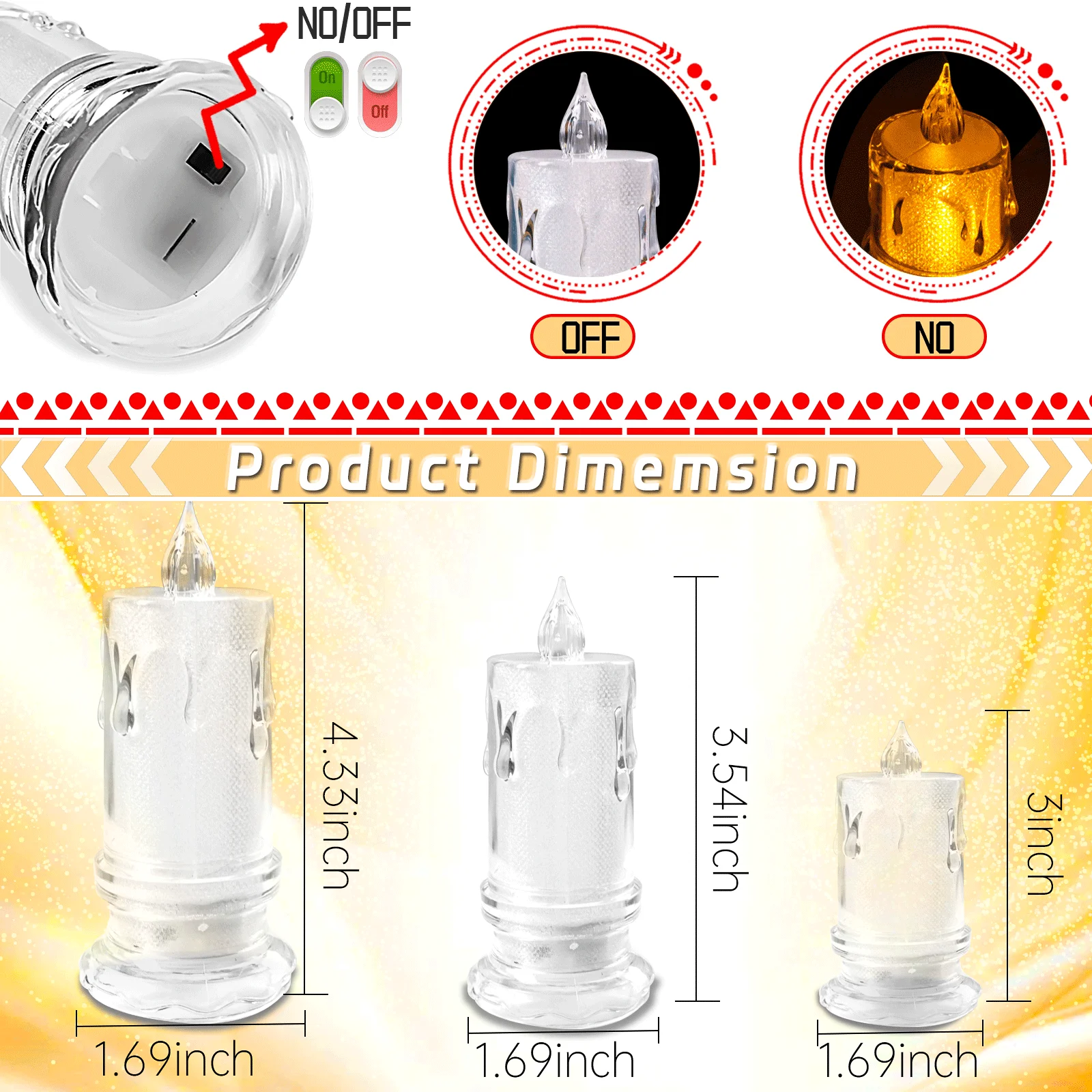 Flameless Candles, Flameless Flickering Electric Fake Candles, Warm White Battery Operated LED Candle