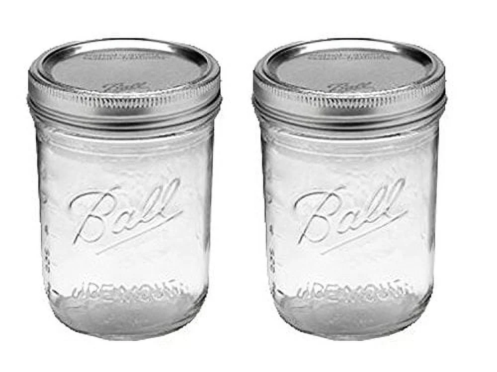 Ball Jar with Lid and Band - Pick Your Size and Color (Clear, Wide Mouth Pint - 16 oz.) Pack Of 2