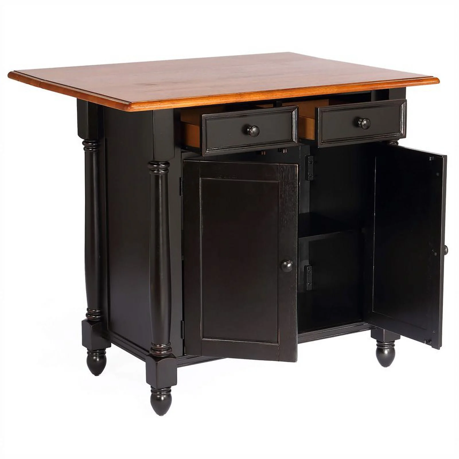 Sunset Trading Black Cherry Selections Expandable Wood Kitchen Island in Black