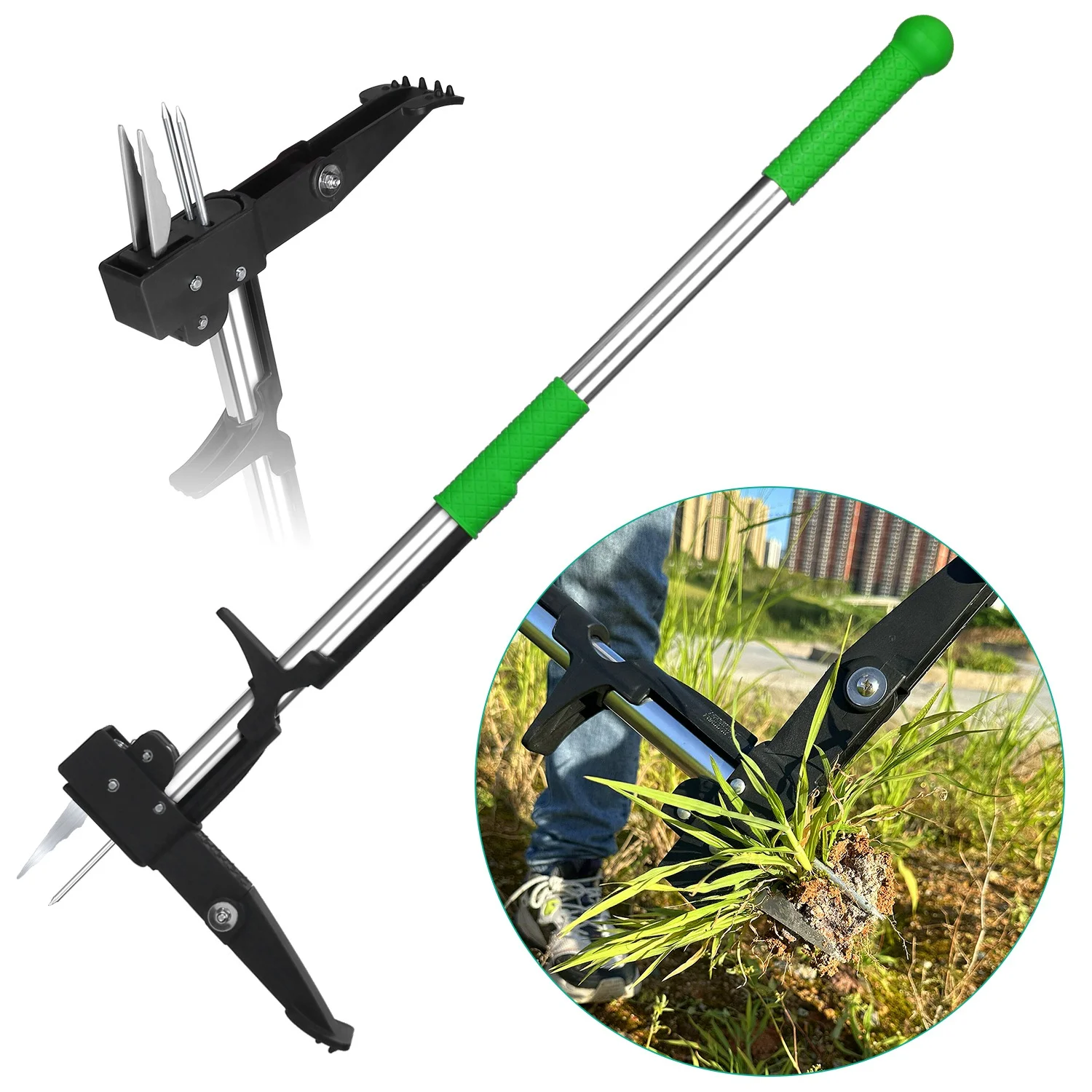 iMounTEK 4 Claws Weed Puller with Long Handle, Aluminum Stand Up Weed Puller Tool for Lawn Yard Garden Patio for Lawn Yard Garden Patio
