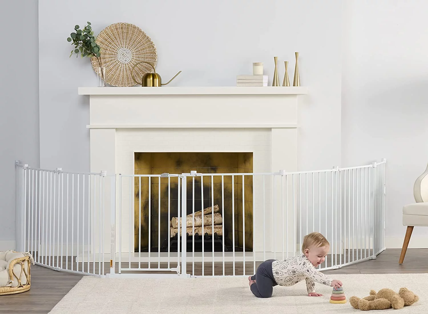 QINBI 192-Inch Super Wide Adjustable Baby Gate and Play Yard, 4-in-1, Bonus Kit, 4 Count (Pack of 1 & Easy Open 47-Inch Super Wide Walk Thru Baby Gate, Bonus Kit