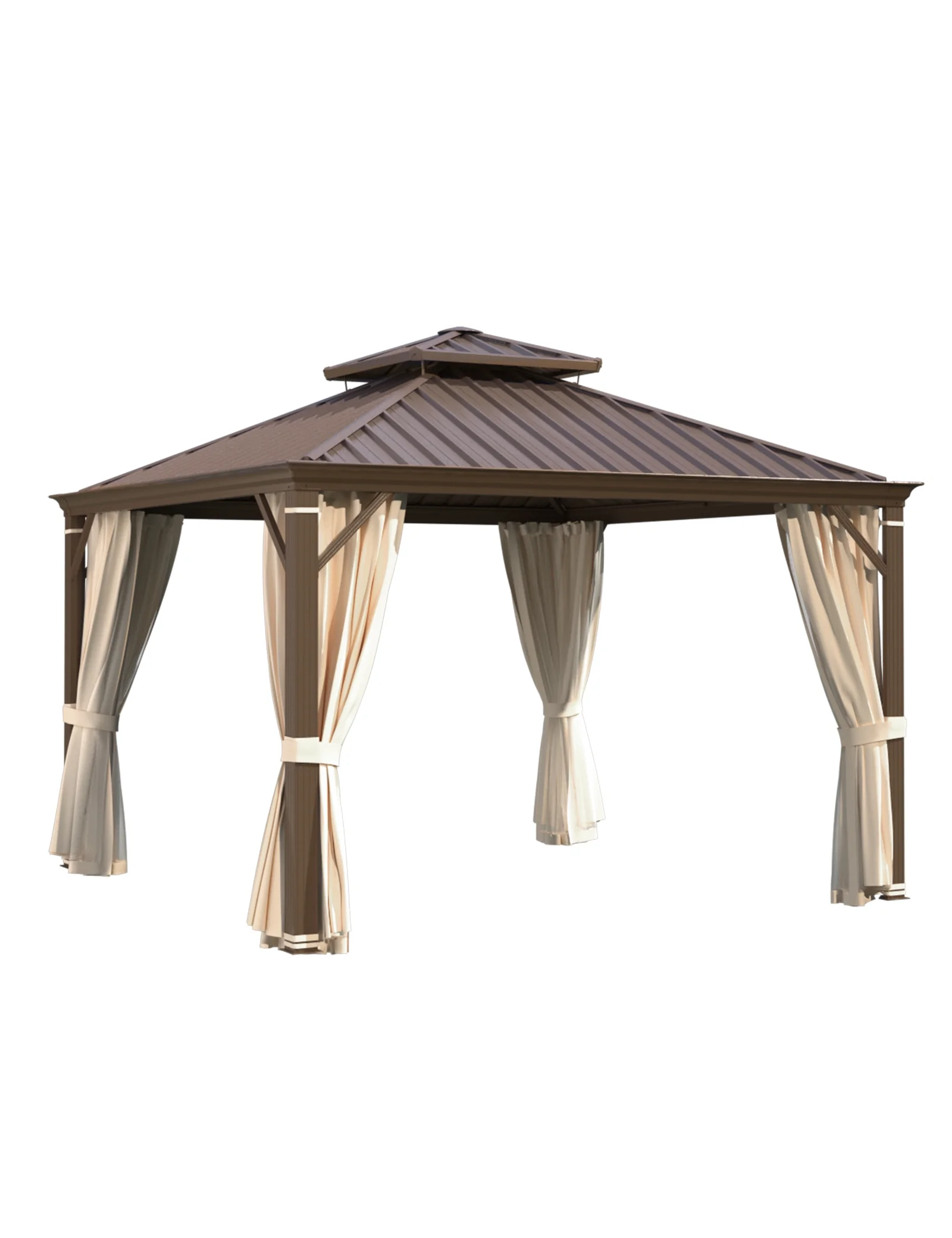 Richryce 12' X 12' Hardtop Gazebo Aluminum Frame Gazebo with Galvanized Steel Double Roof