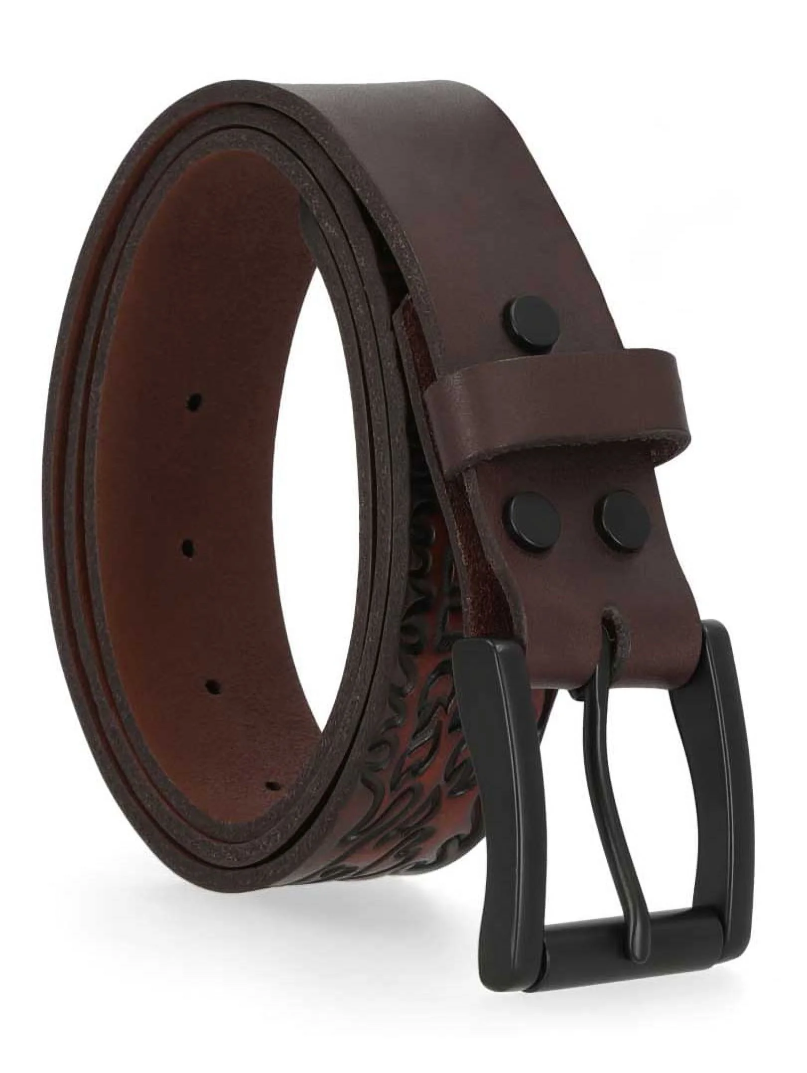 Harley-Davidson Men's Tooled Flames H-D Logo Genuine Leather Belt - Brown (40), Harley Davidson