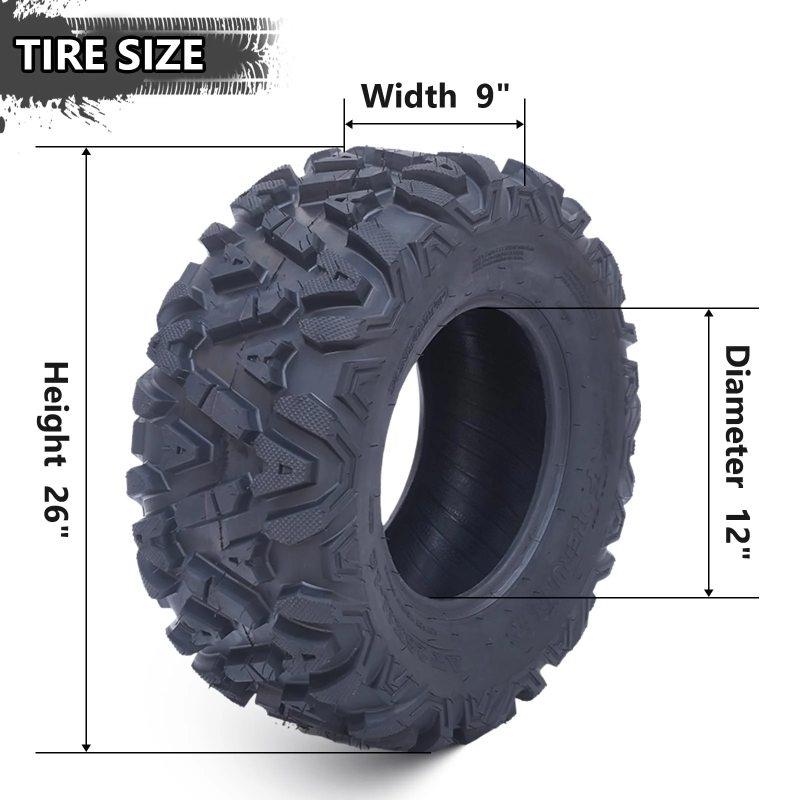 Tropow ATV/UTV Tires 26x12-12 6PR Professional Terrain Off-Road Tires, 2 Pack