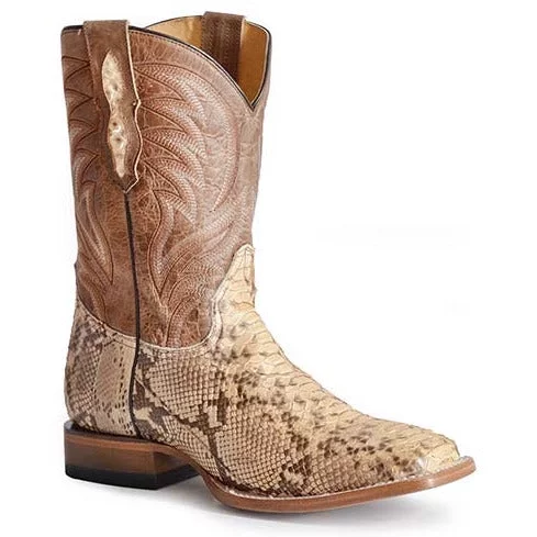 Men's Roper Peyton Python Boots Handcrafted Tan