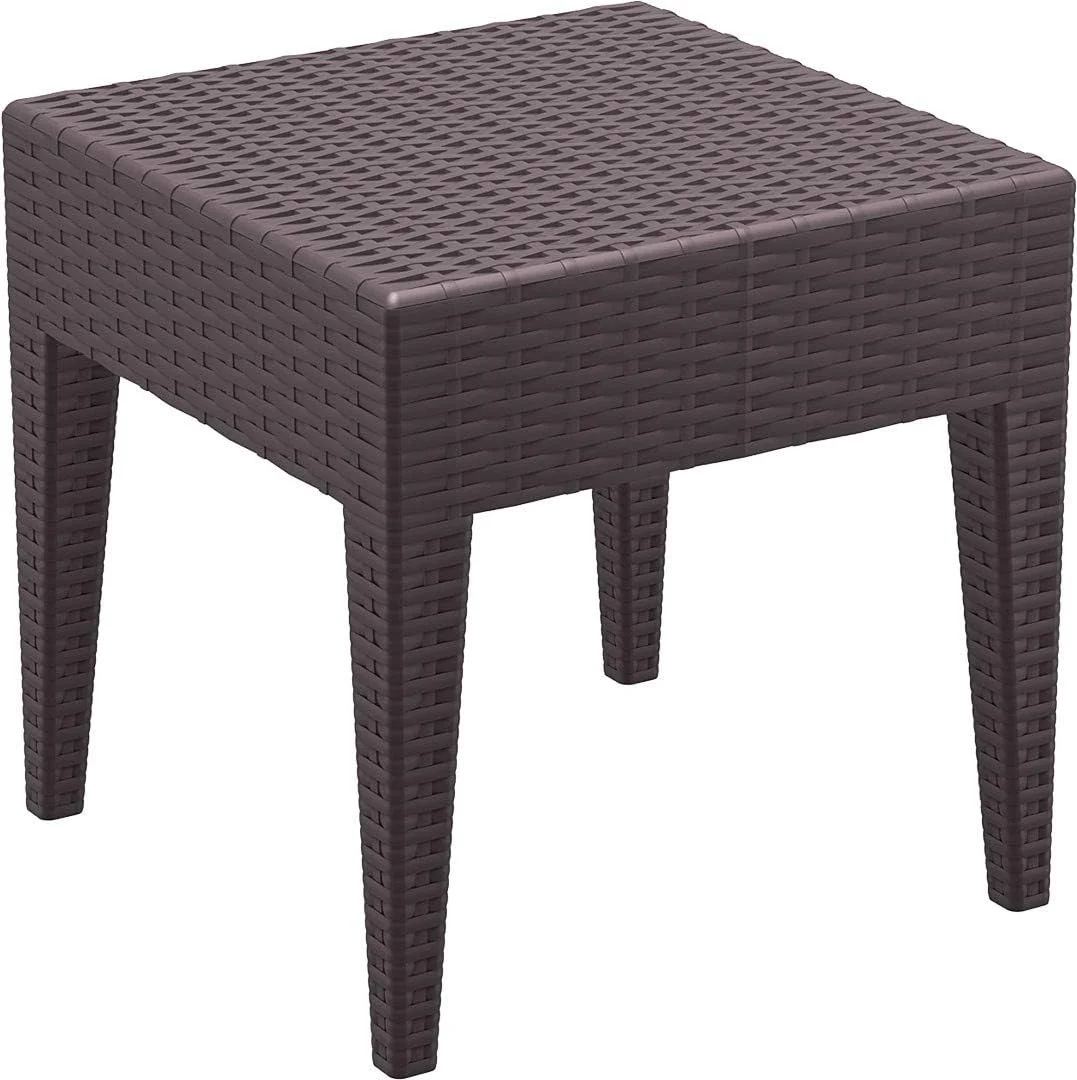 Miami Square Resin Patio Side Table In Brown, Grade