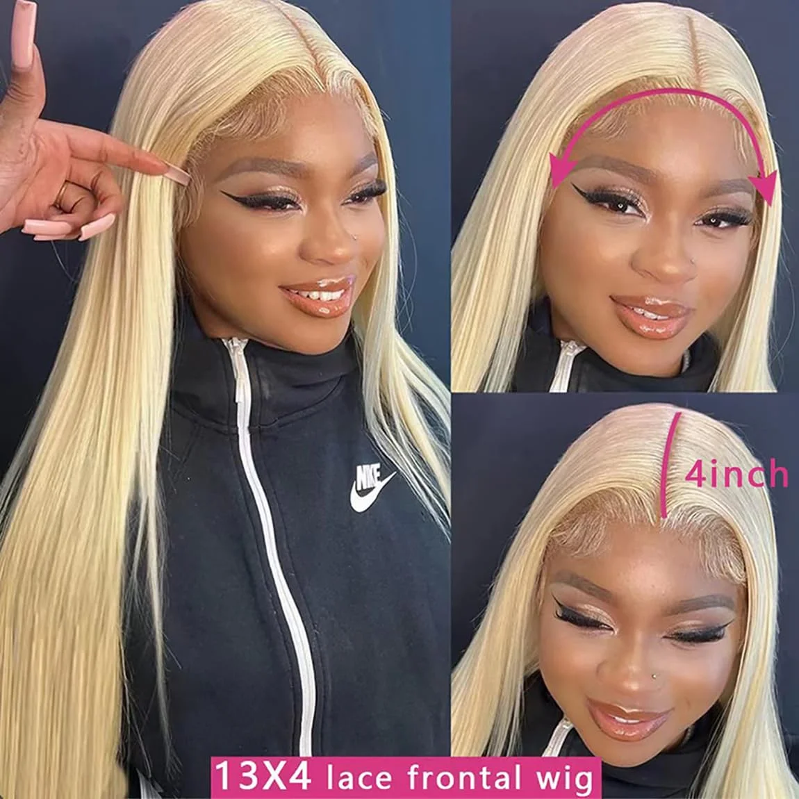 MQOUO   613 Lace Front Wig Human Hair 13x4 Transparent Blonde Lace Frontal Wigs Human Hair 180% Density Straight Blonde Lace Front Wig Human Hair Pre Plucked Glueless Wigs With Baby Hair (26 Inch)