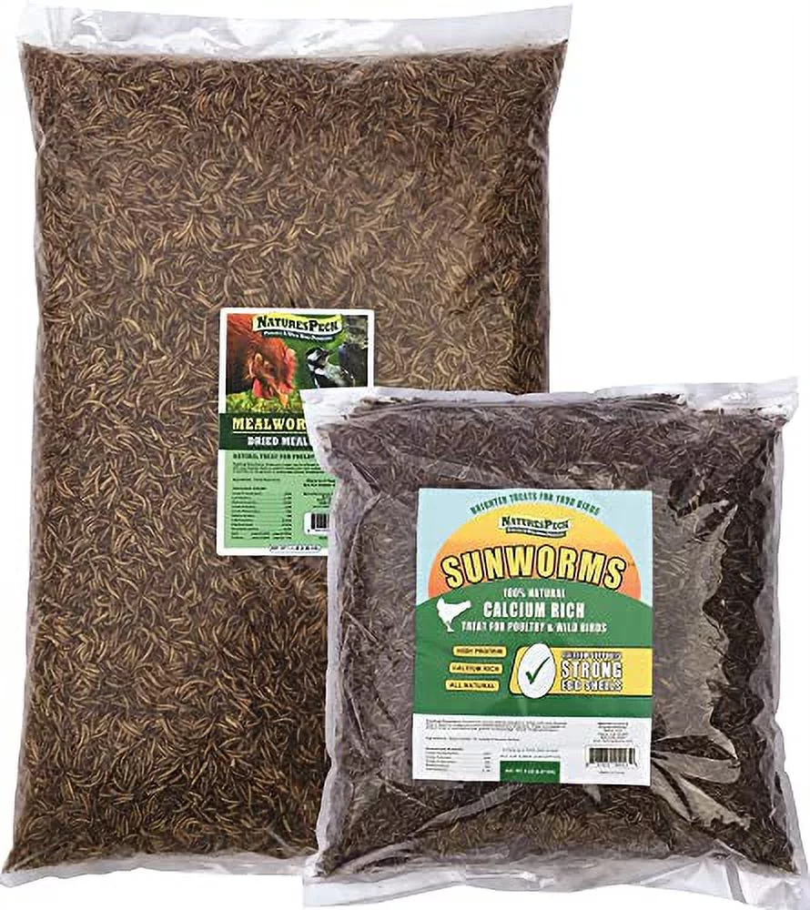 NaturesPeck Value Pack- 16lbs (11lbs Mealworms + 5lbs Dried Black Soldier Fly Larvae