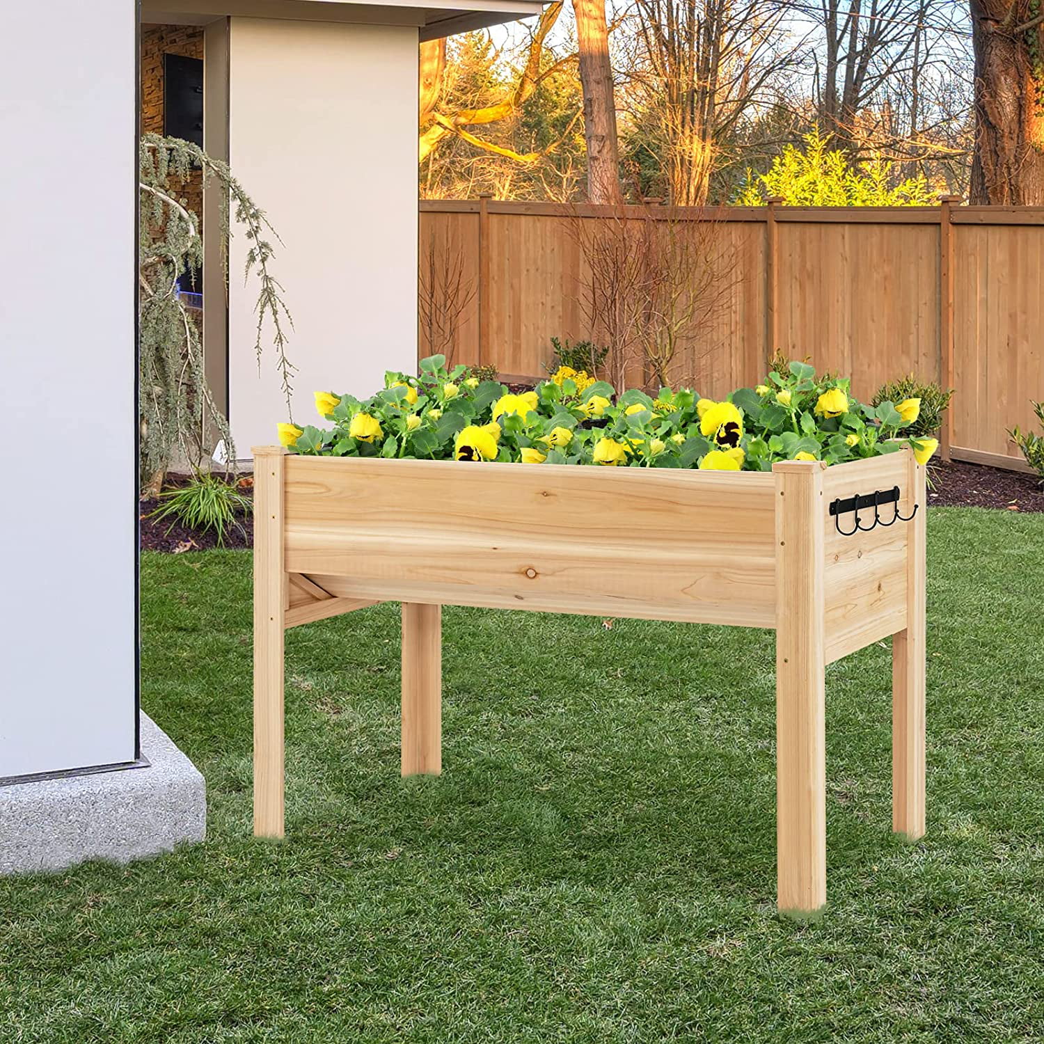 Raised Garden Bed with Legs, Wooden Planter, 48